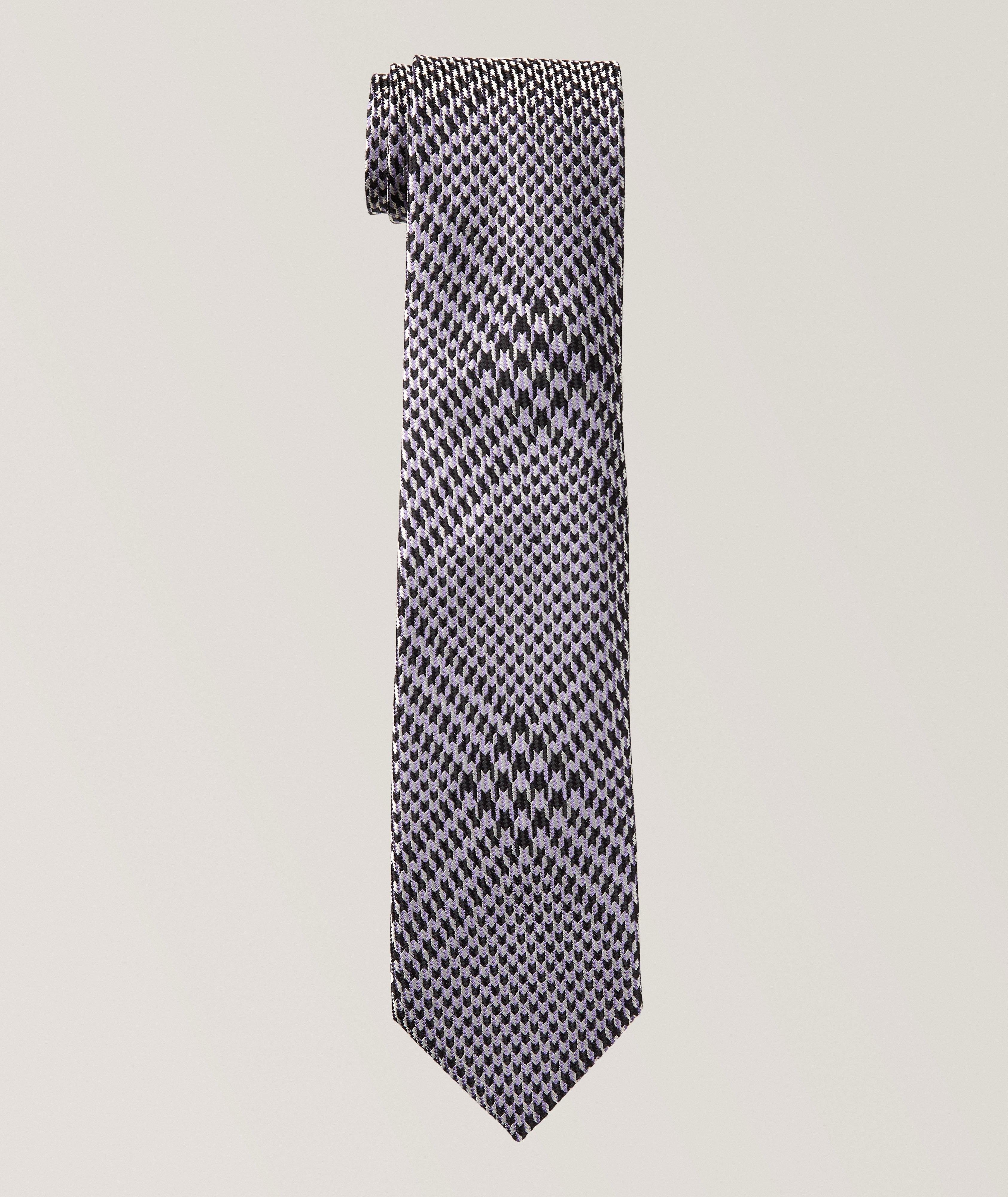 TOM FORD Houndstooth-Plaid Silk Tie