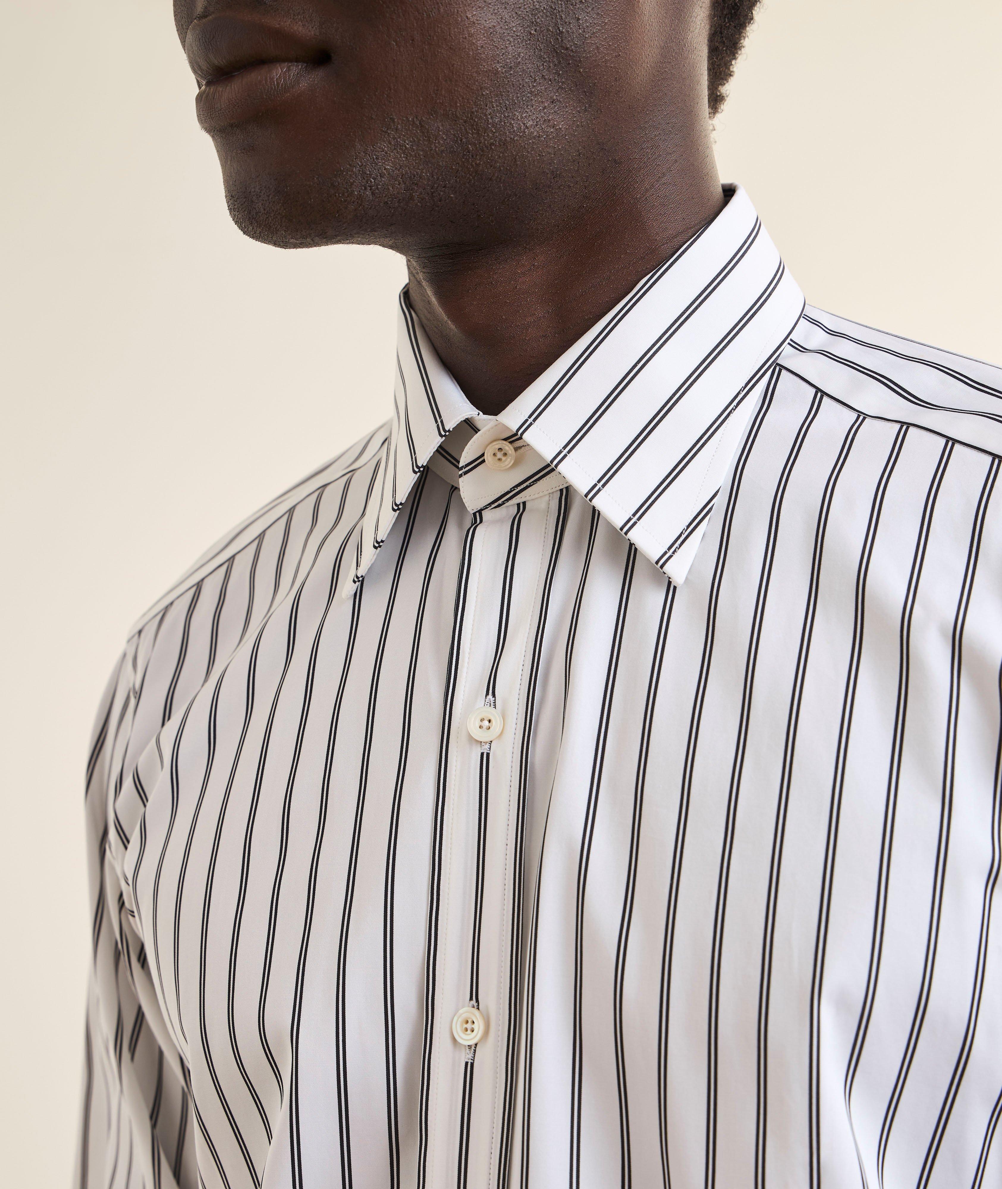 Slim-Fit Striped Cotton Dress Shirt image 3