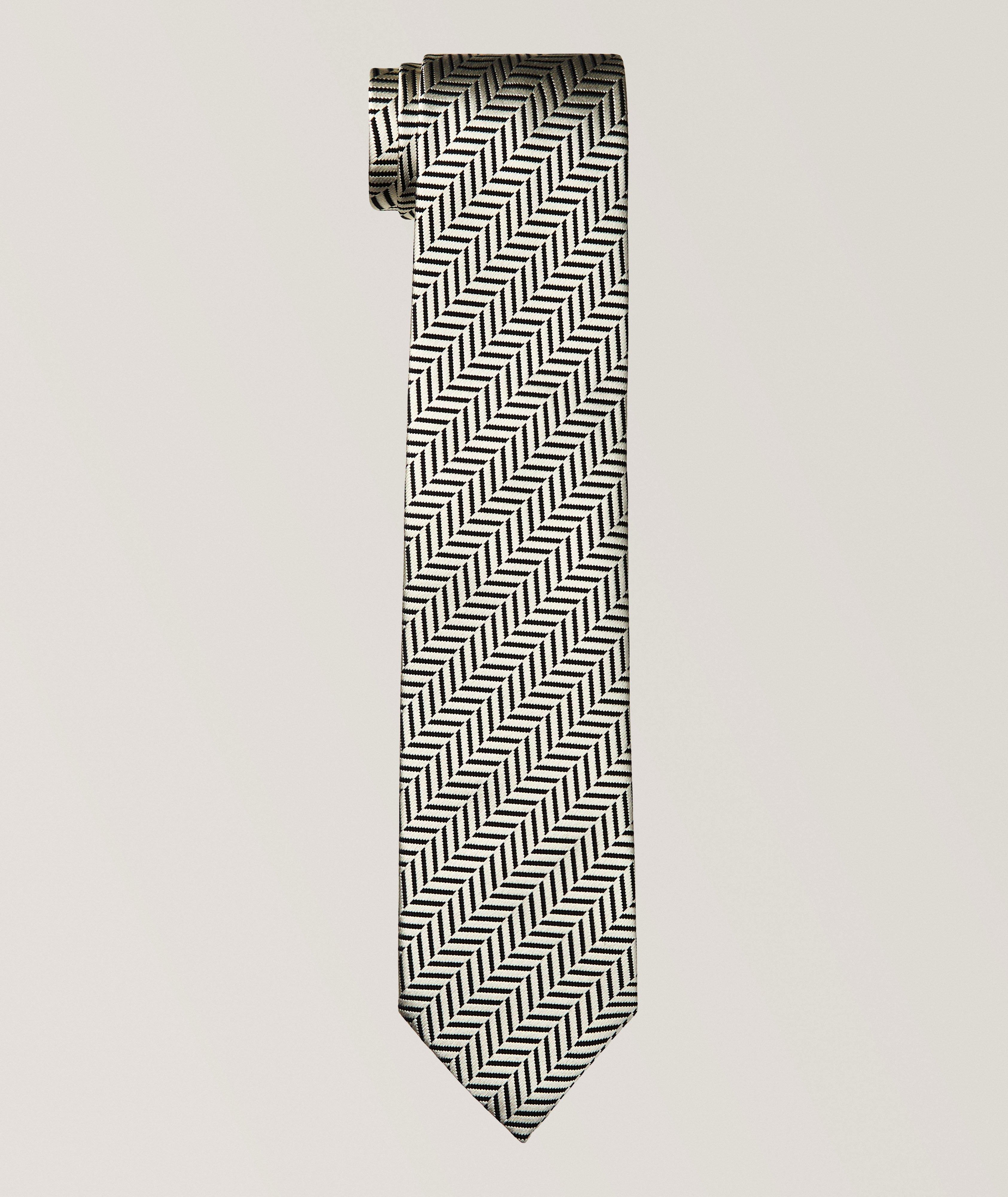 TOM FORD Cravate en soie chevrons jacquard 