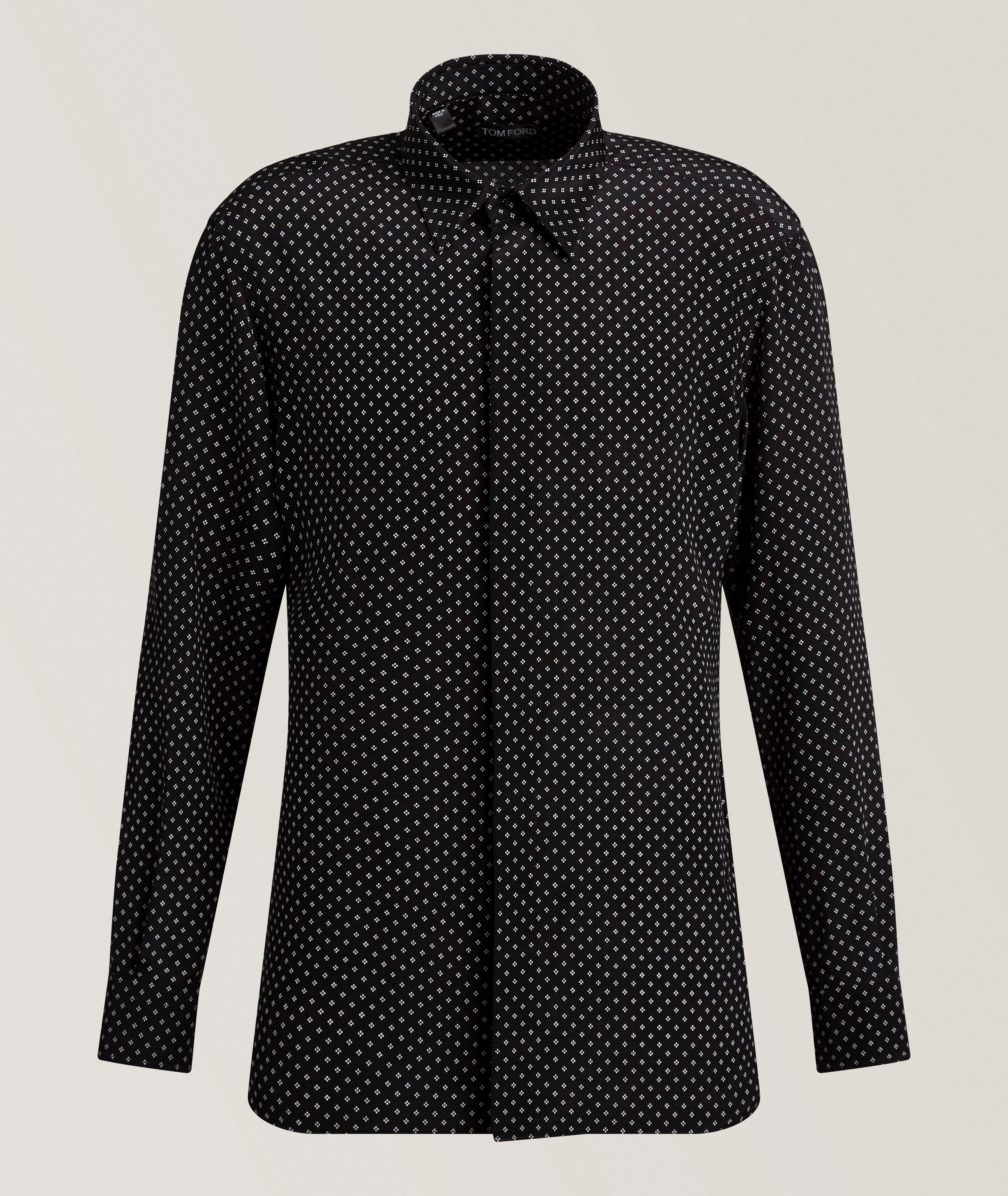 TOM FORD Geometric Crepe de Chine Silk Shirt