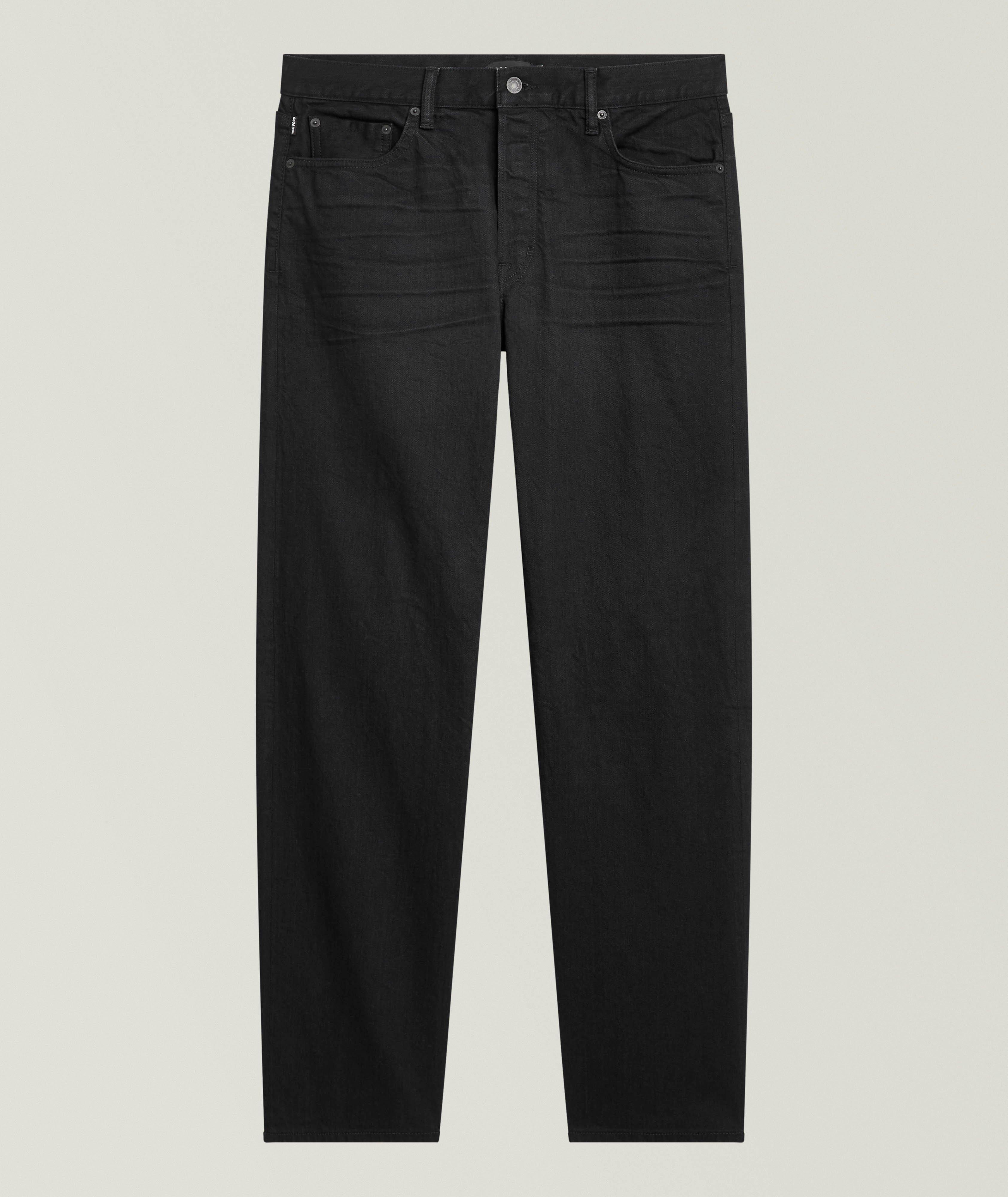 TF WASHED BLK STRETCH SELVEDGE DENIM STRAIGHT FIT image 0