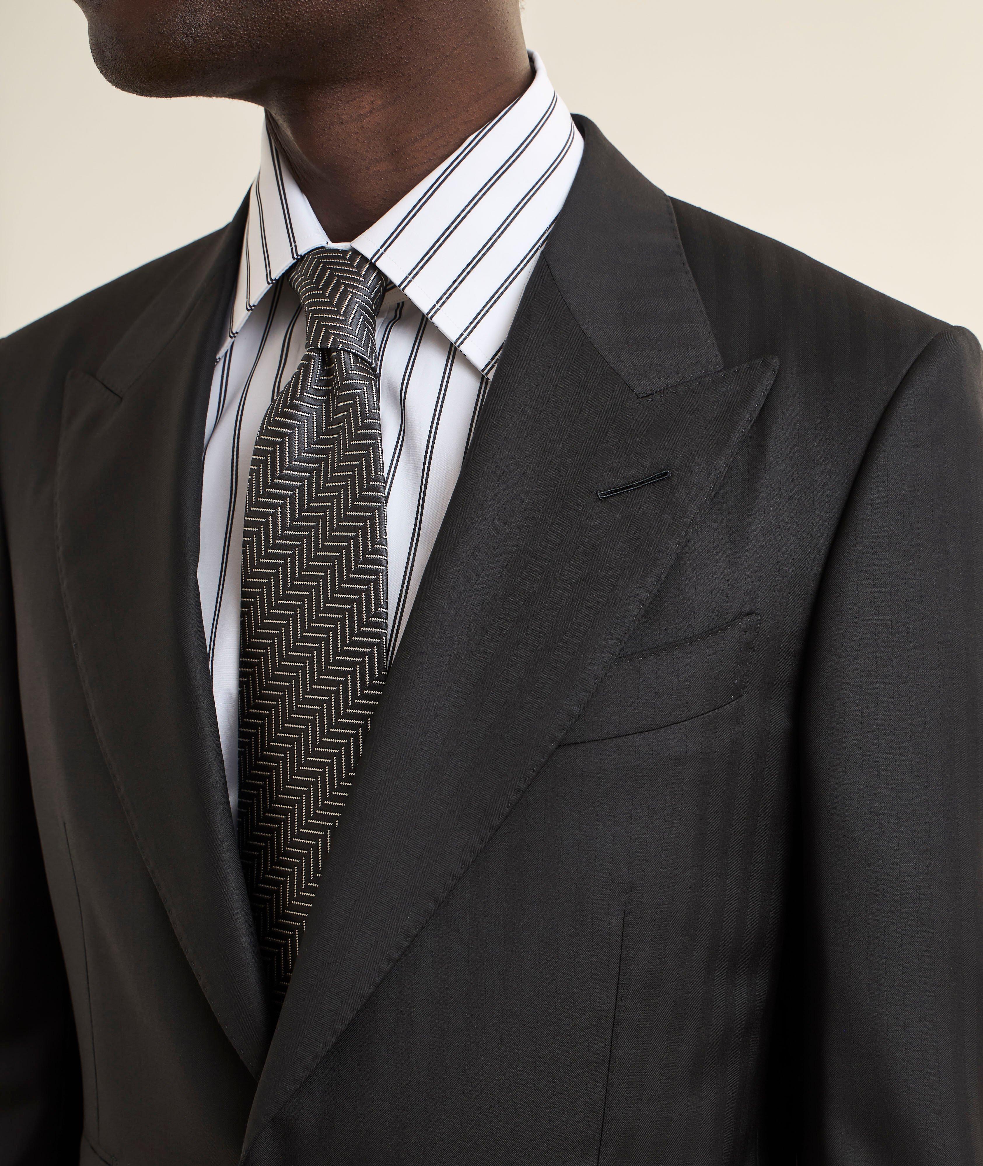 Shelton Wide Herringbone Wool-Silk Suit  image 3