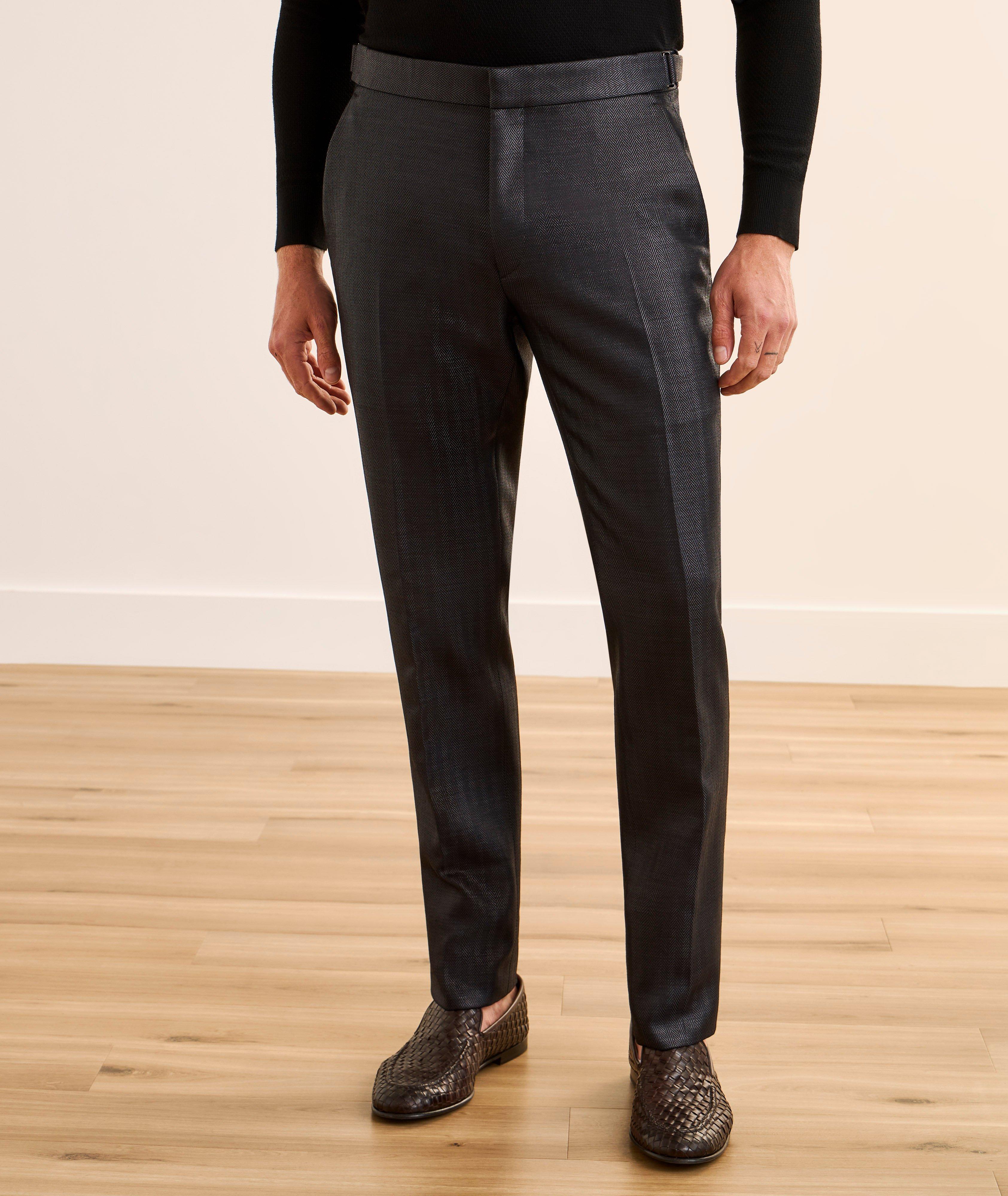 Herringbone Wool-Blend Dress Pants  image 1