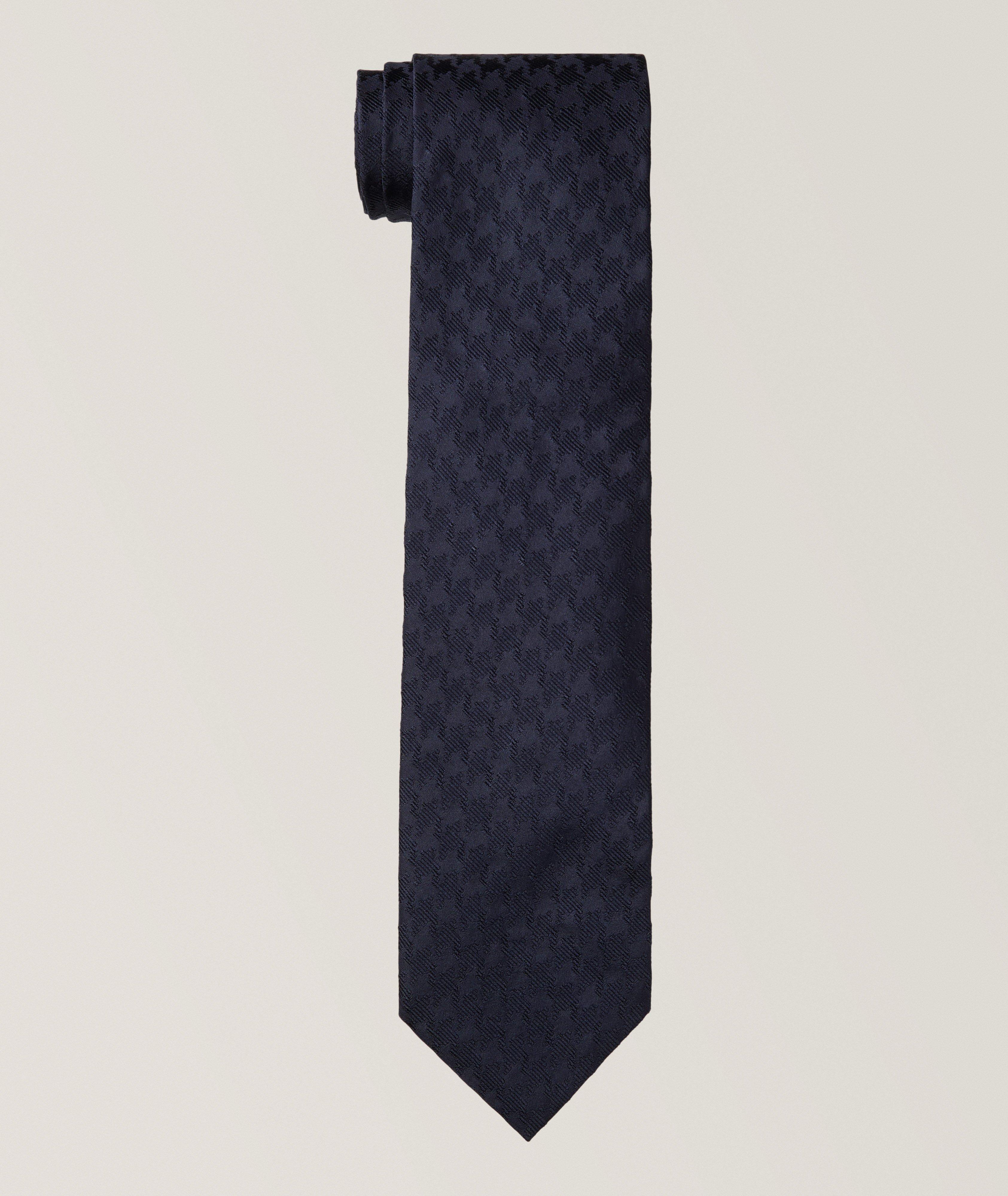 TOM FORD Cravate en soie pied-de-poule ton sur ton jacquard 