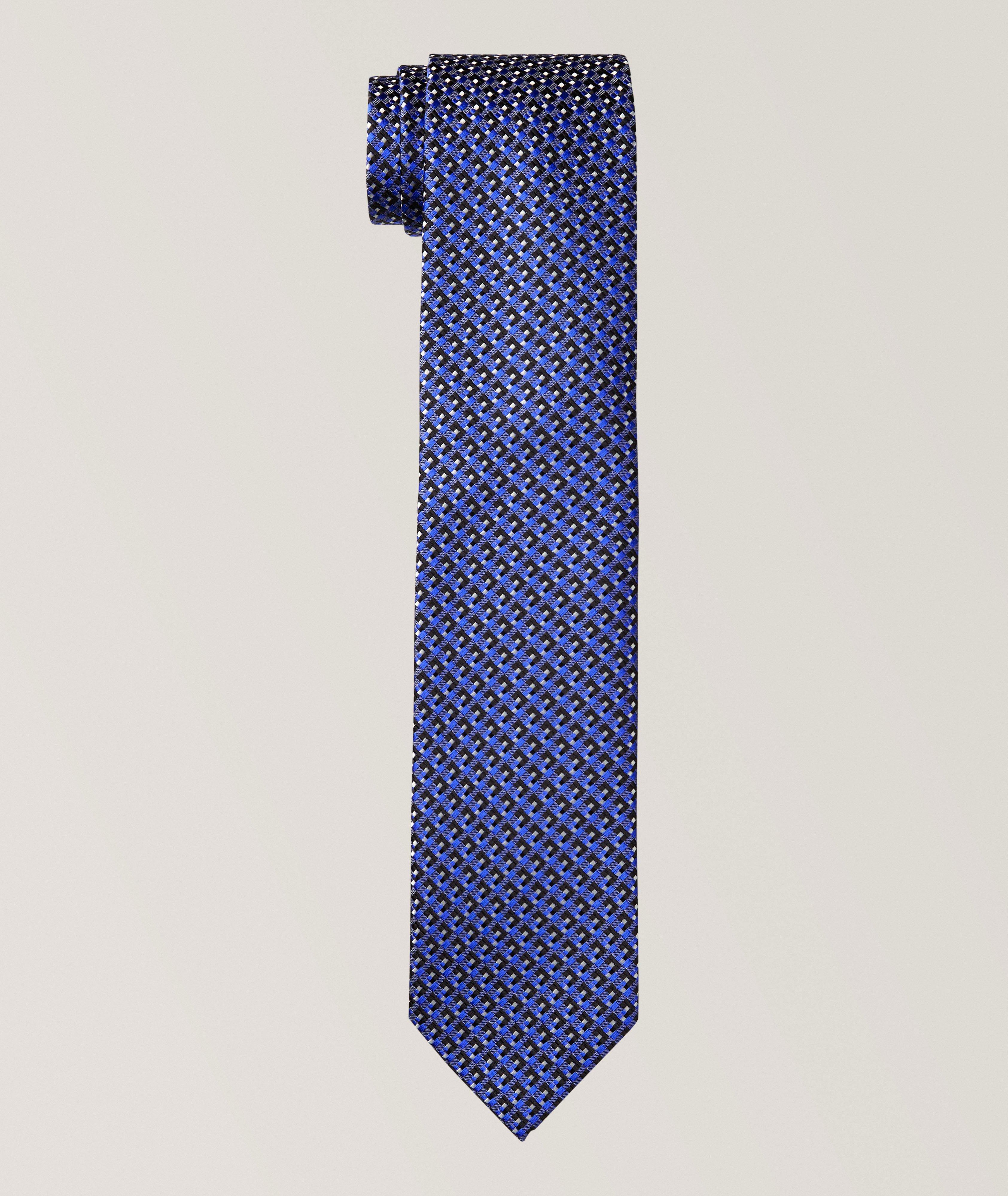 TOM FORD Cravate en soie répété géométrique jacquard 