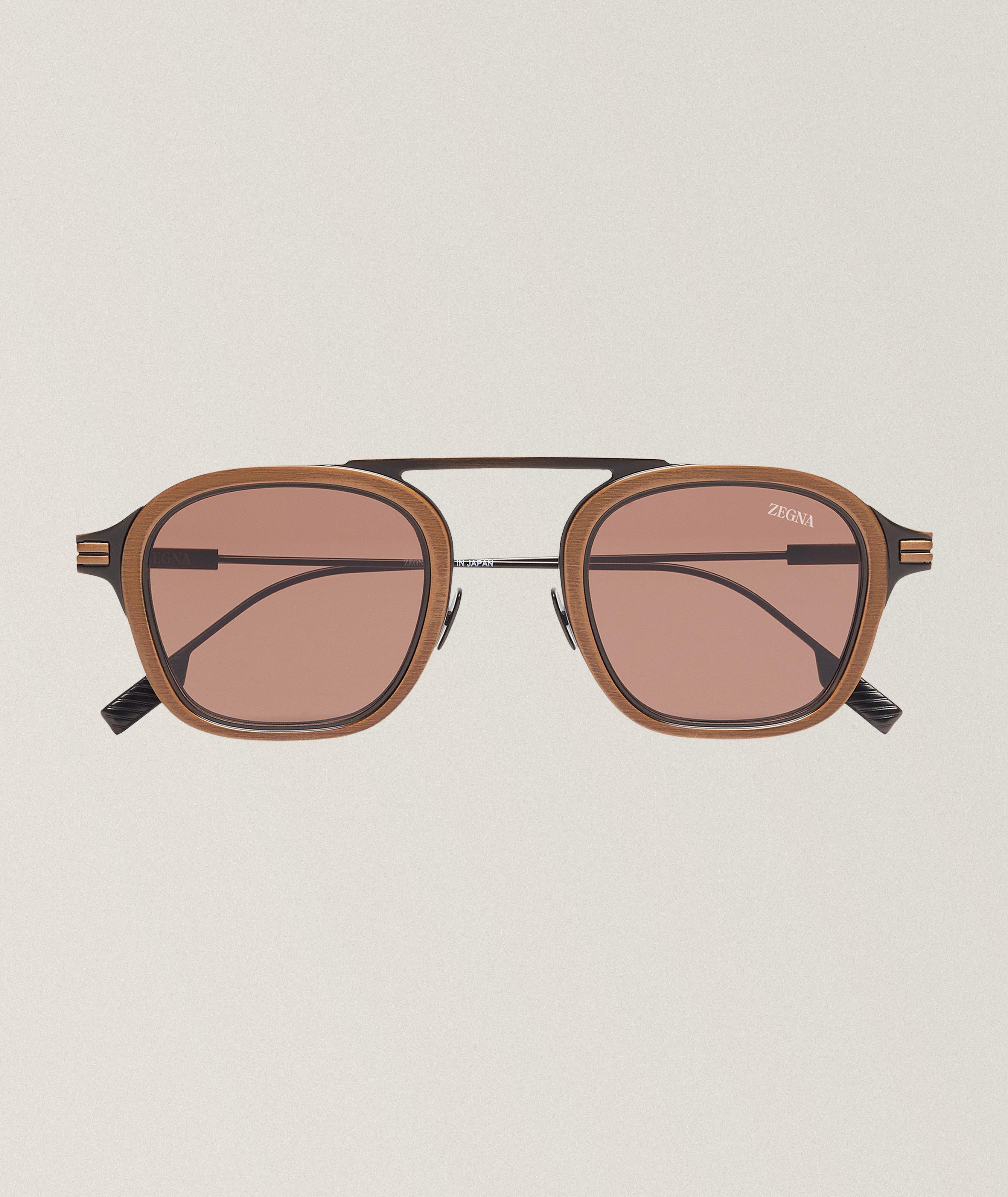 ZEGNA Lunettes de soleil ronde en titane Orizzonte 1