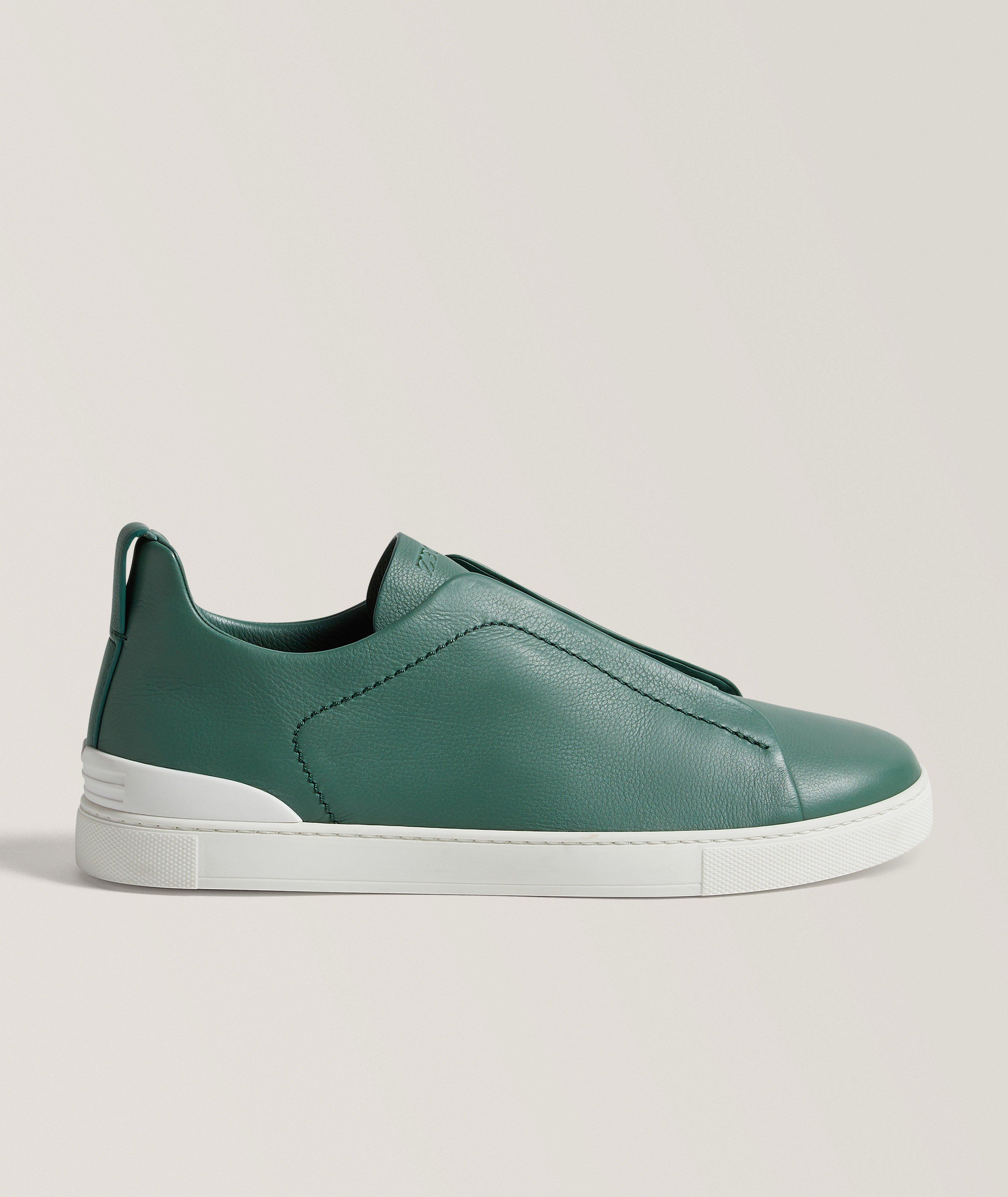 ZEGNA Chaussures sport en cuir SECONDSKIN Triple Stitch