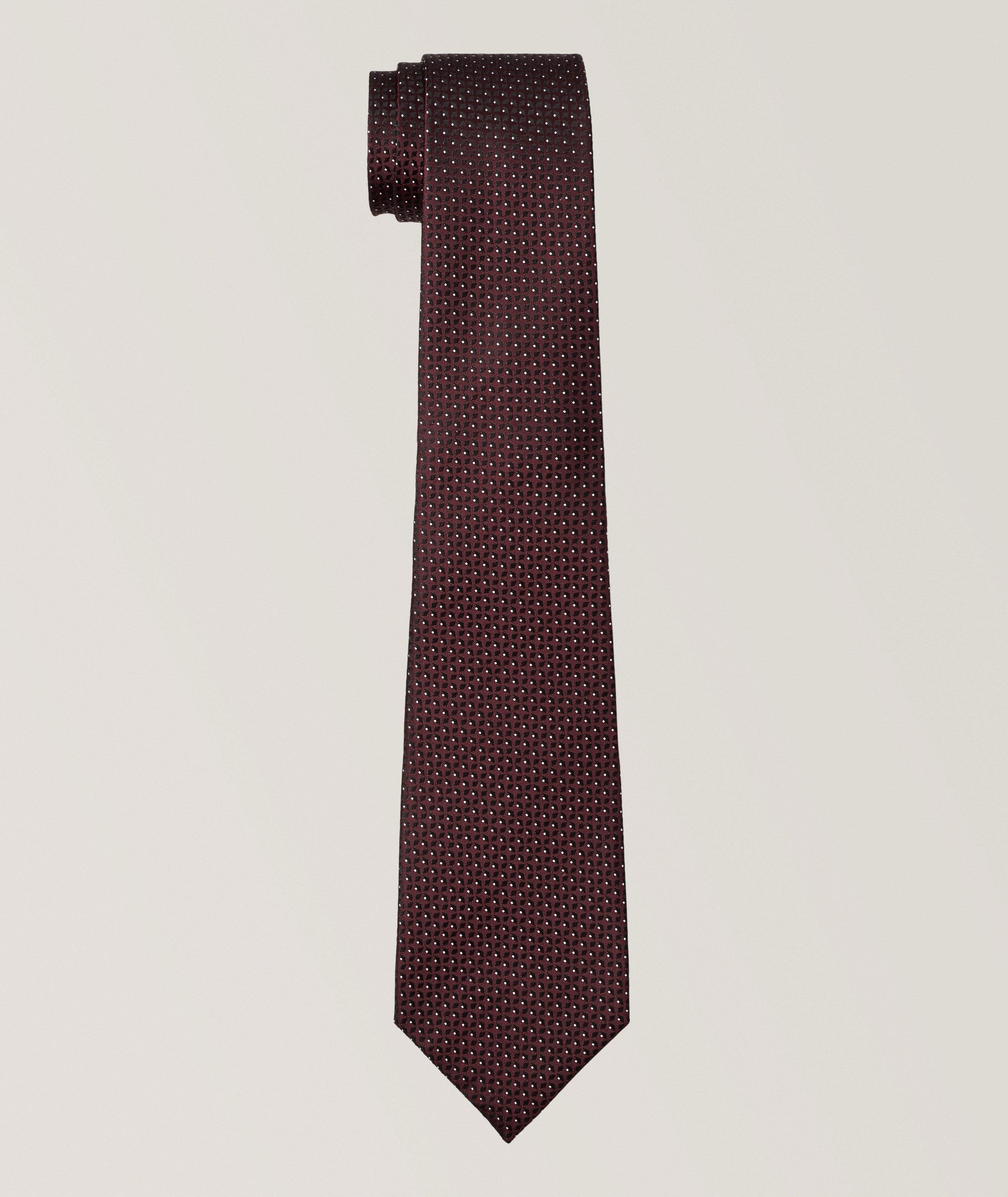 Jacquard Geometric Floral Silk Tie image 0
