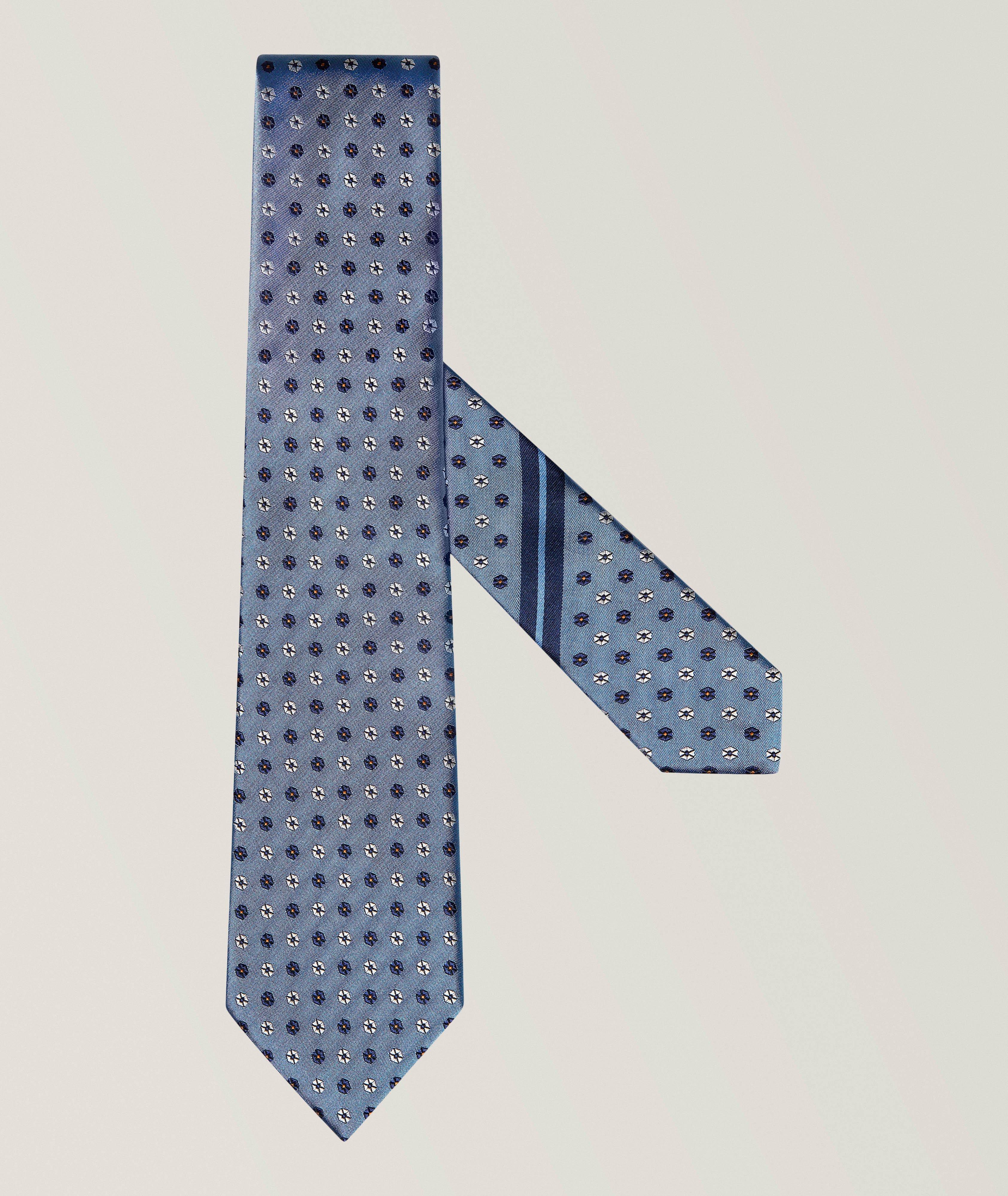 ZEGNA Jacquard Geometric Floral Silk Tie