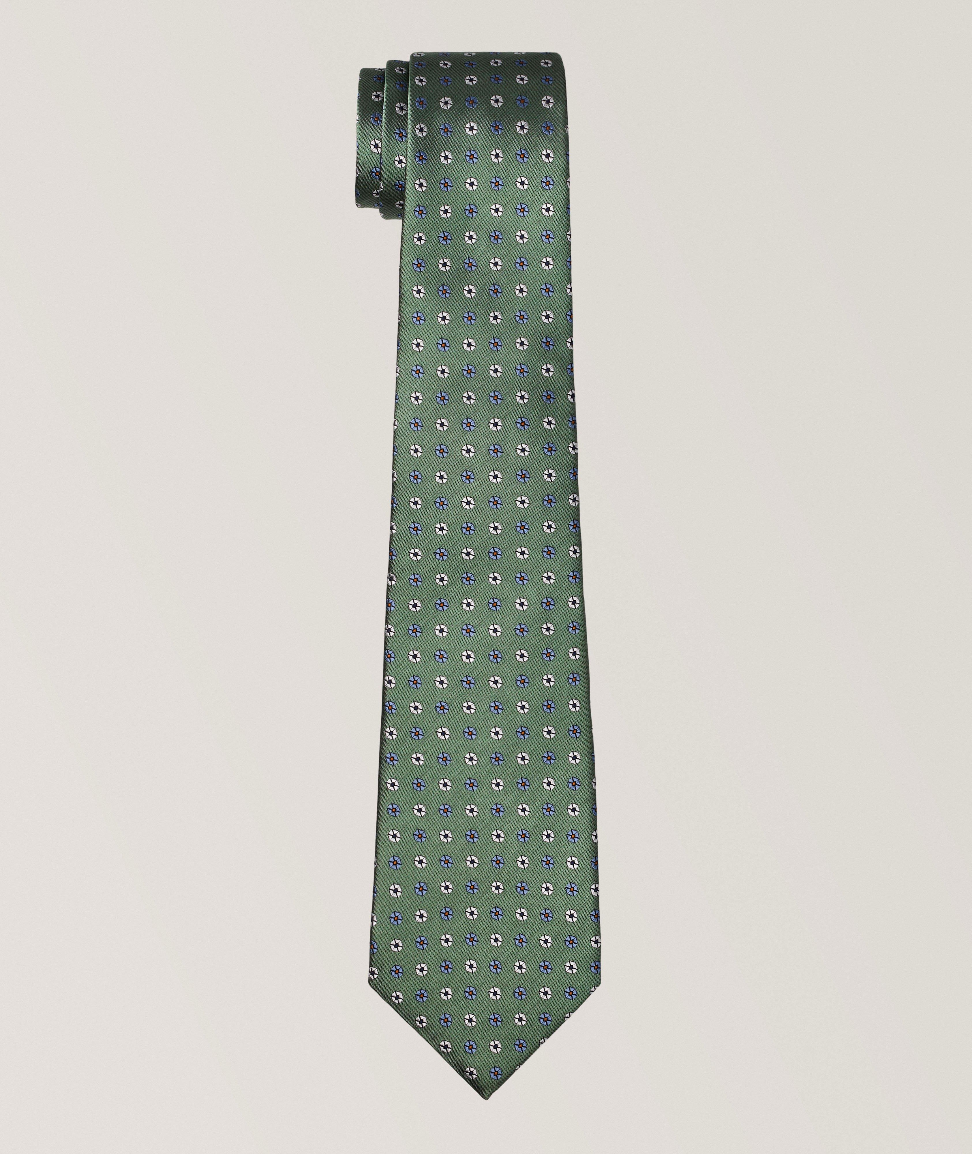 ZEGNA Jacquard Geometric Floral Silk Tie