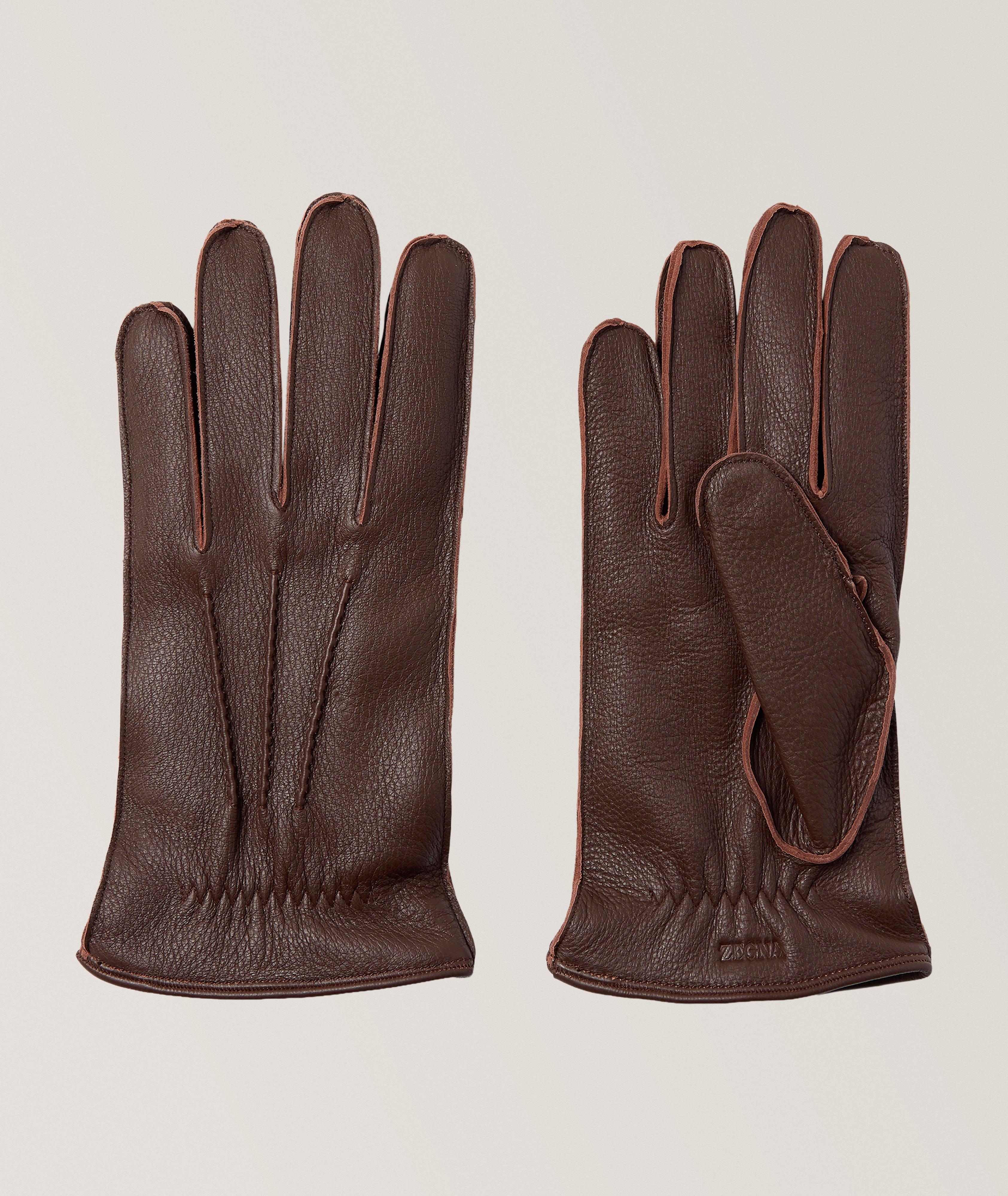 ZEGNA Gants en peau de chevreuil cachemire-doublé