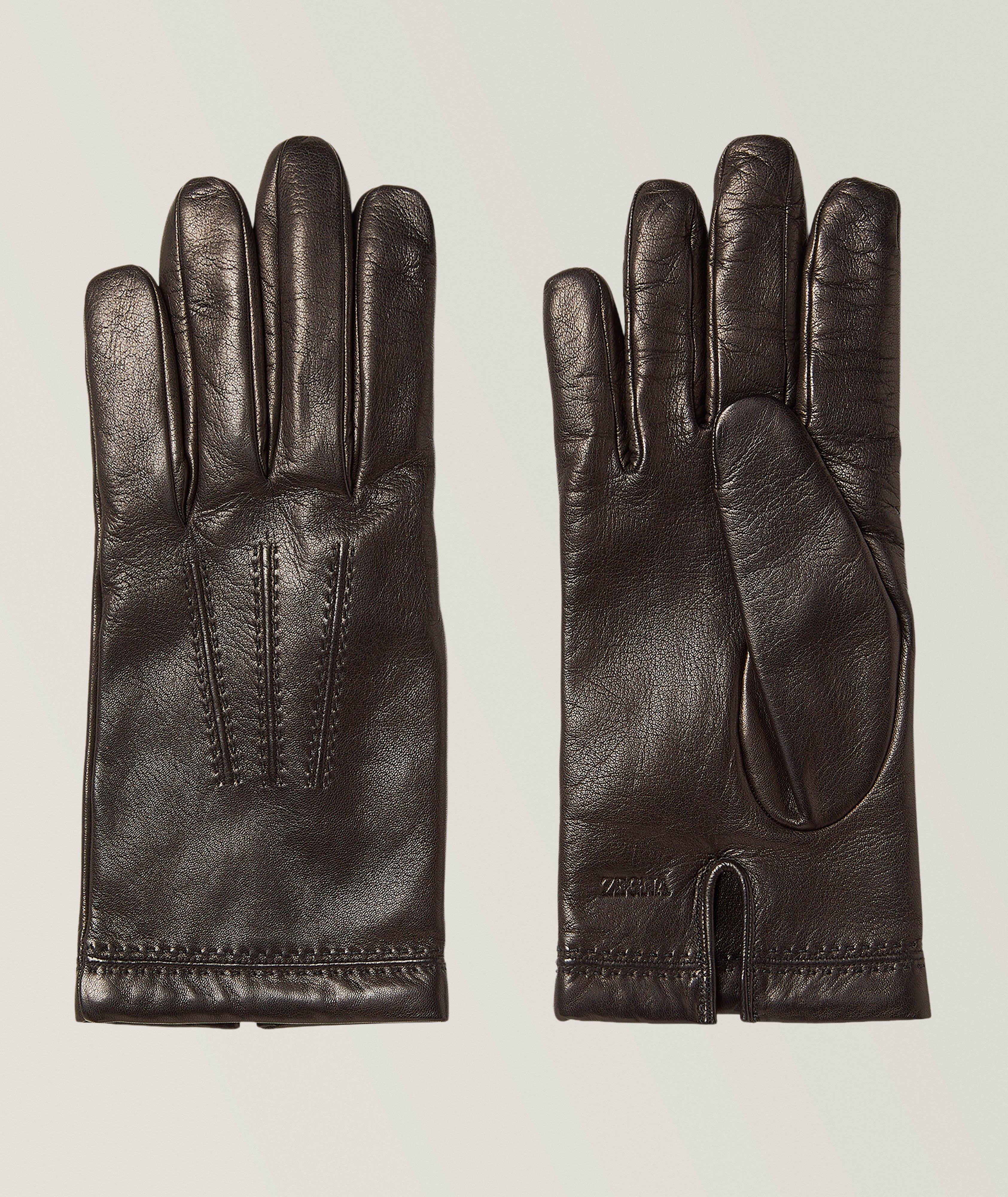 ZEGNA Gants en cuir cachemire-doublé