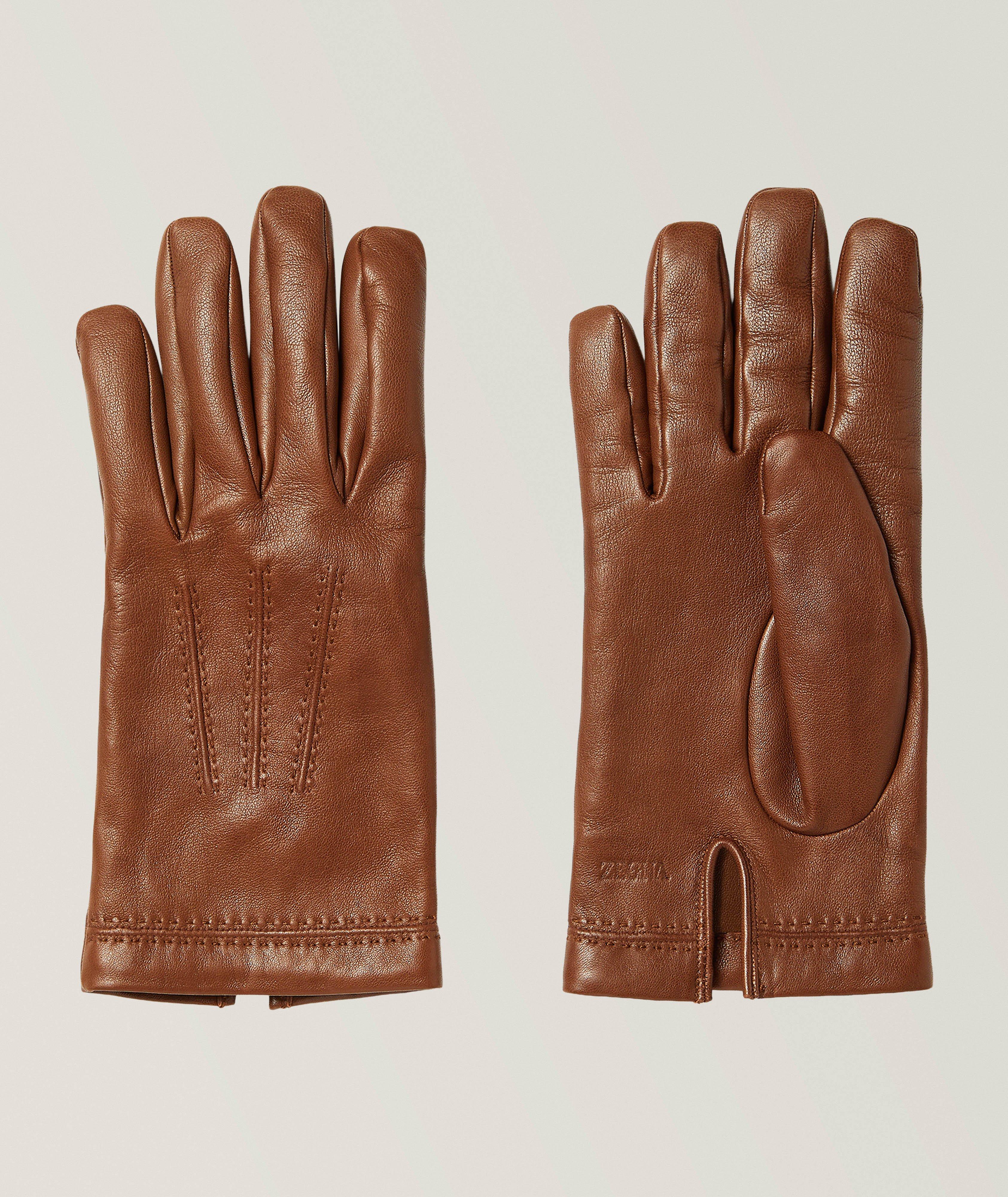 ZEGNA Gants en cuir cachemire-doublé