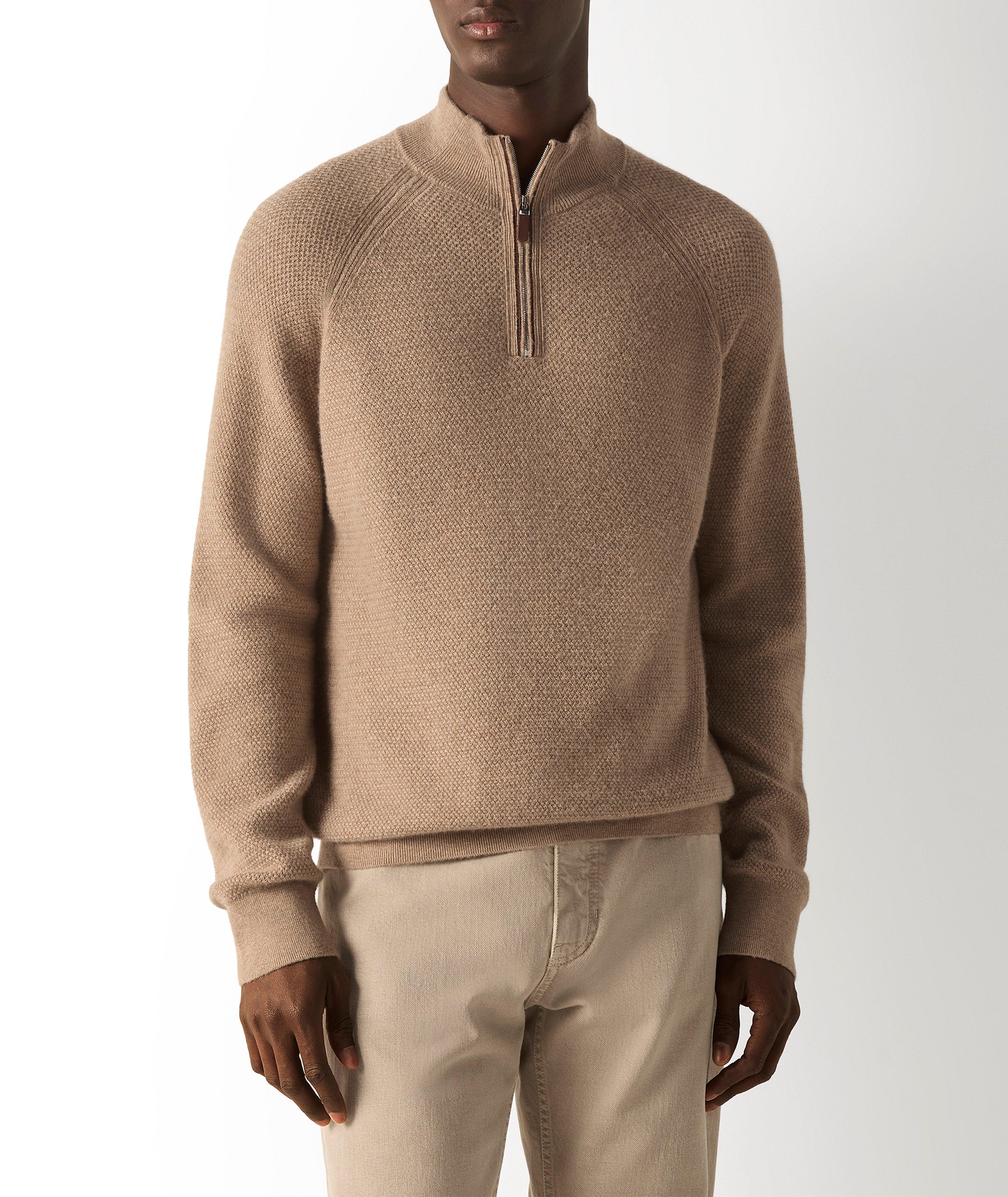 Pull quart-zippé cachemire Oasi mélange image 1