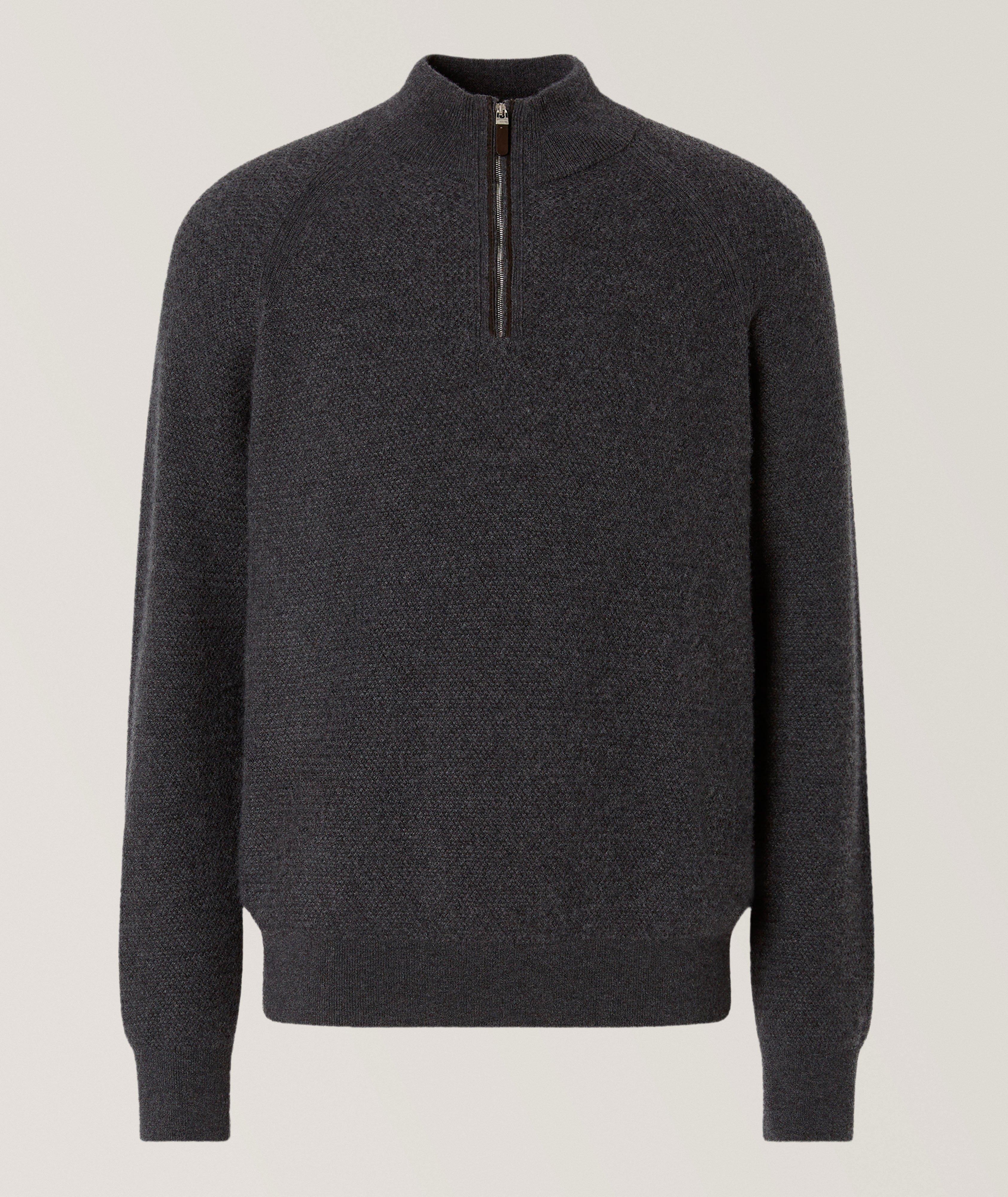 ZEGNA Mélange Cashseta Mock Neck Sweater