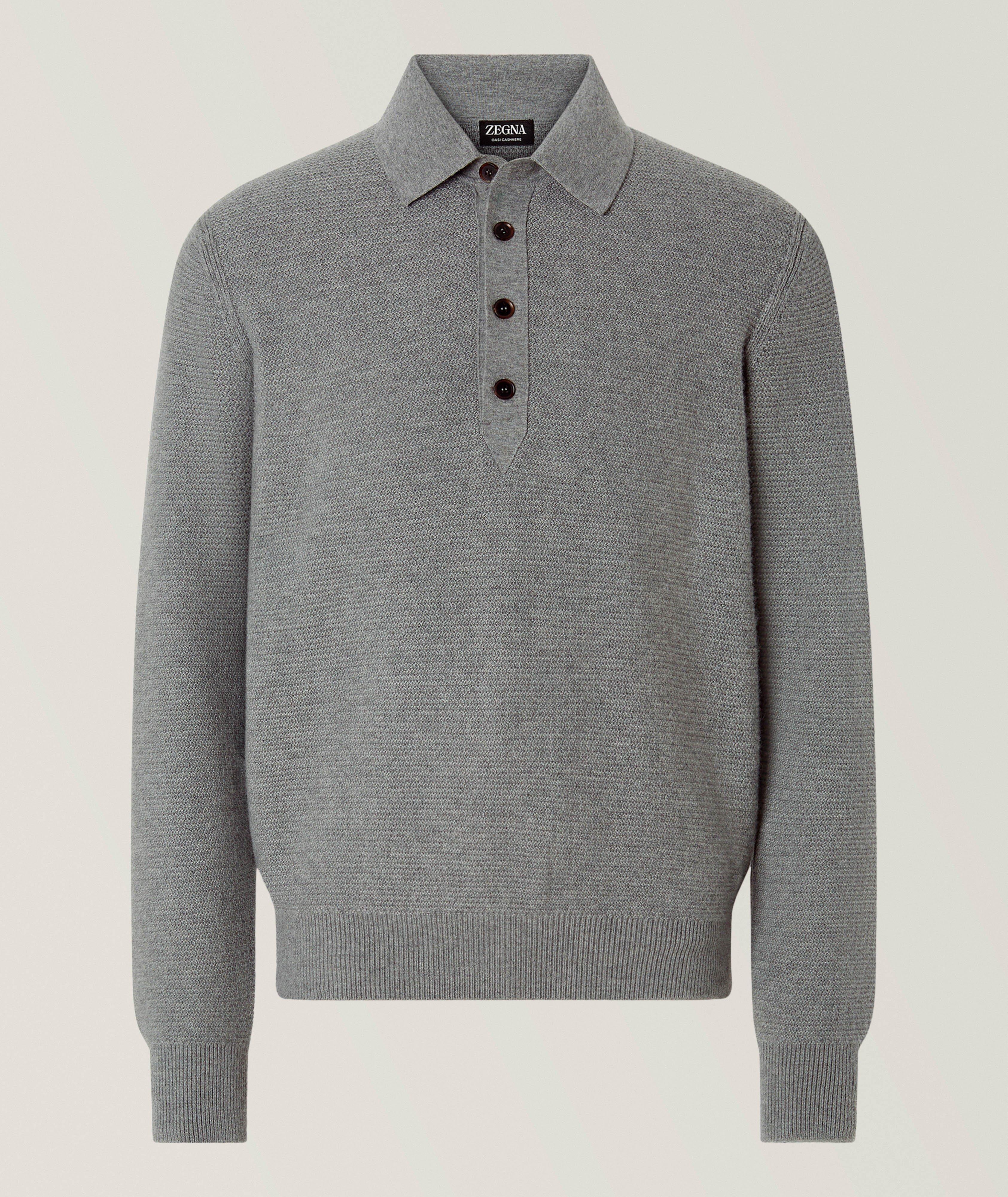 ZEGNA Mélange Oasi Cashmere Polo Sweater