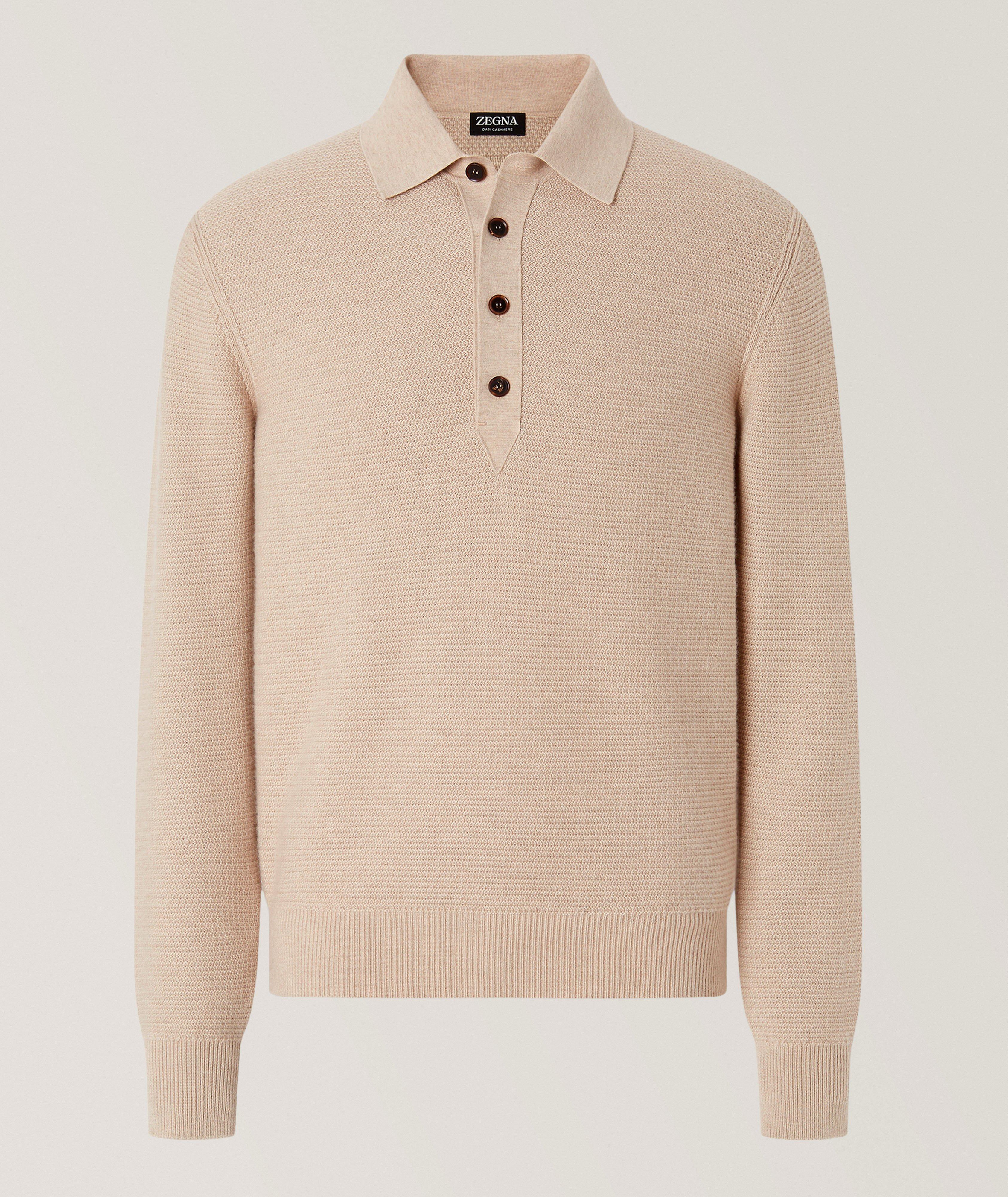 ZEGNA Mélange Oasi Cashmere Polo Sweater
