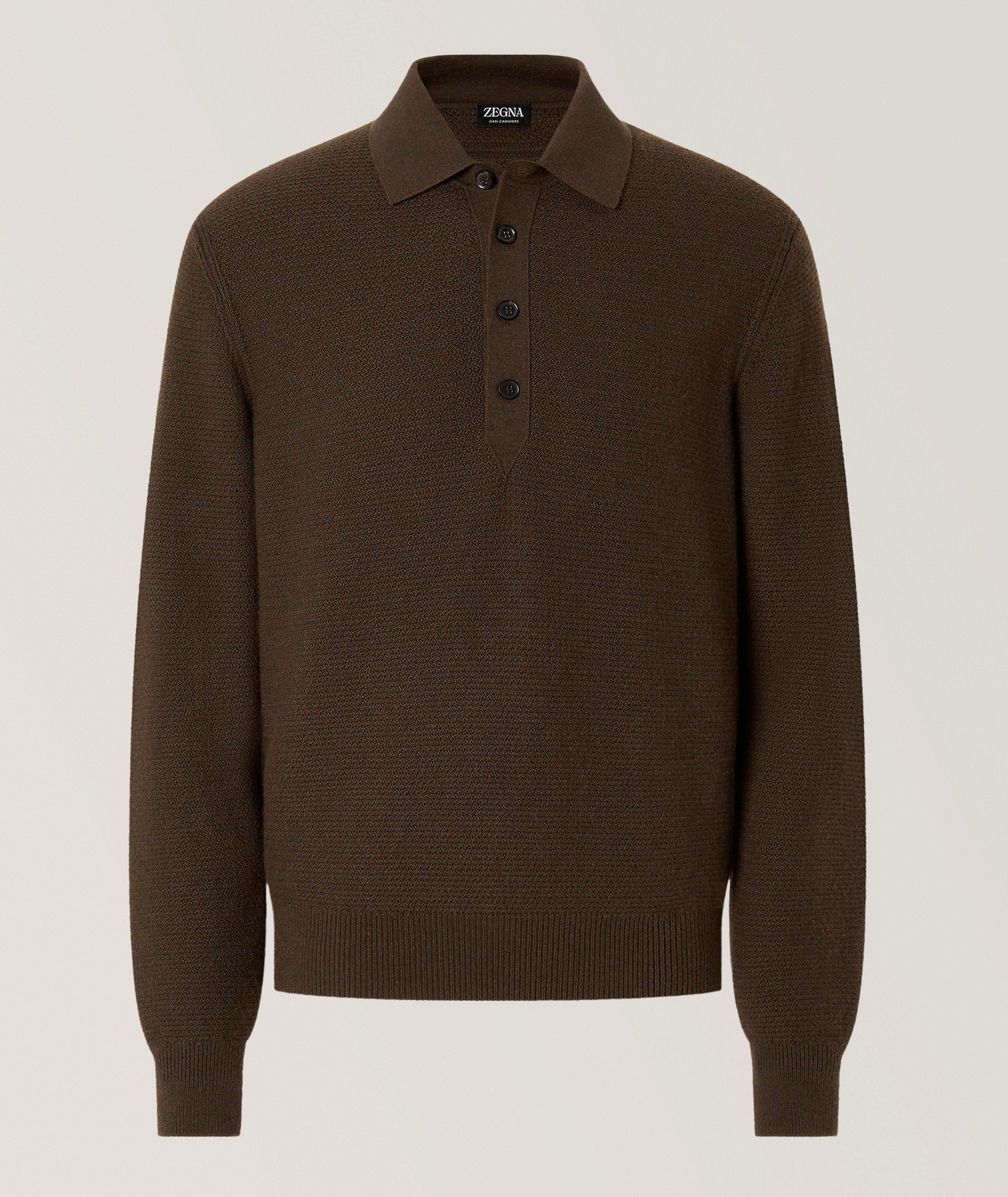 ZEGNA Mélange Oasi Cashmere Polo Sweater