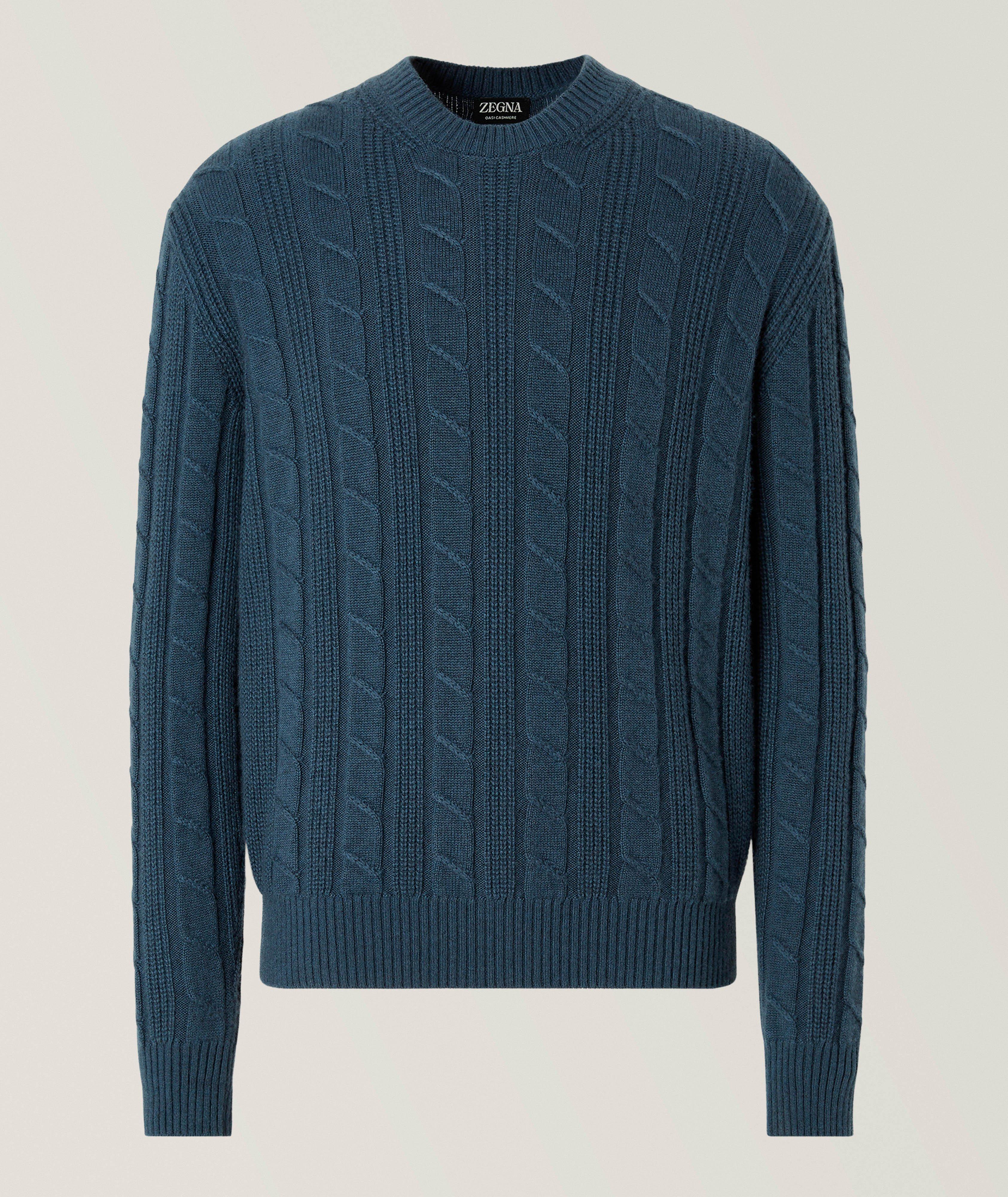 ZEGNA Cable Knit Mélange Oasi Cashmere Sweater