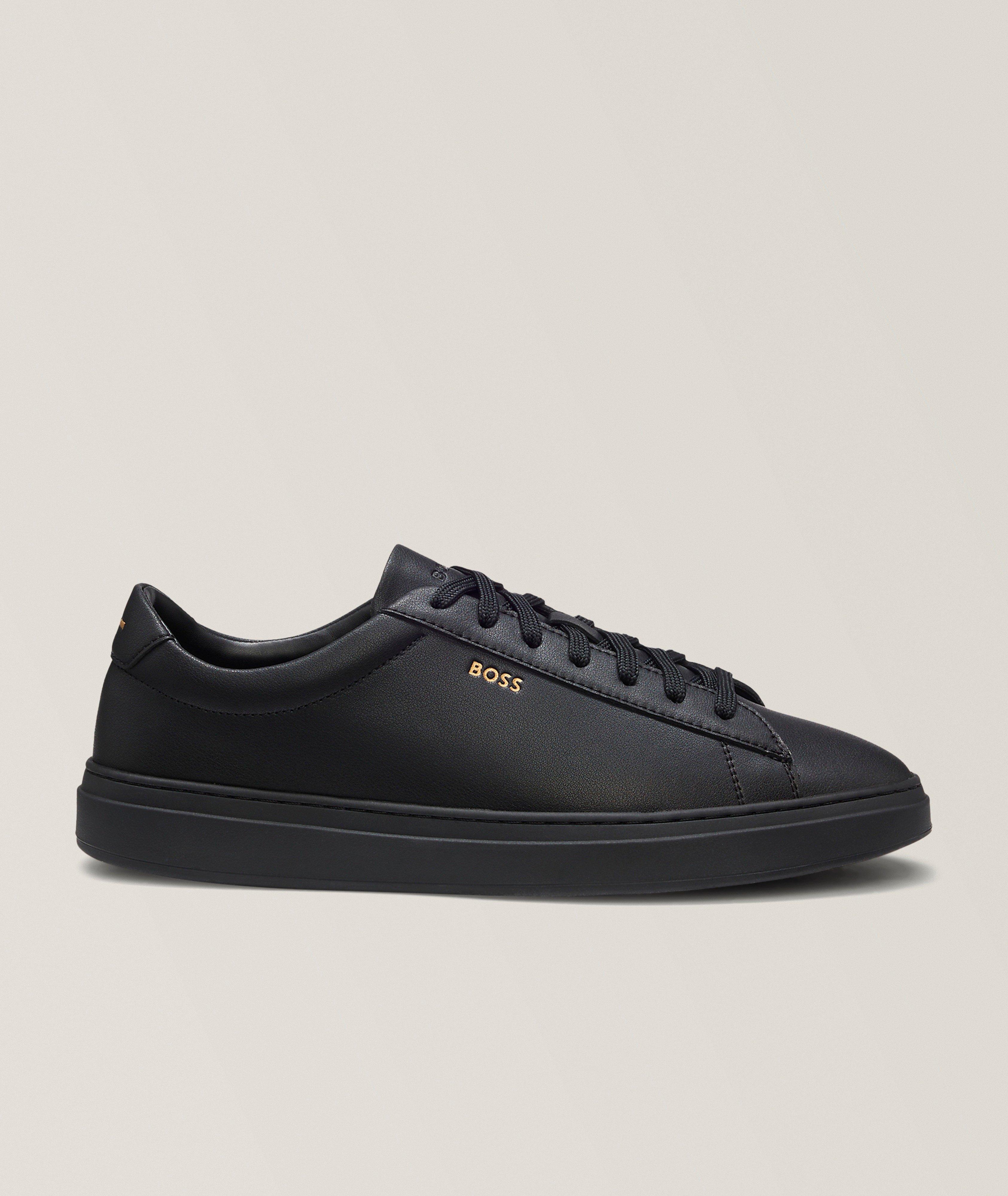 BOSS Chaussures sport tennis en cuir ton sur ton Kieran