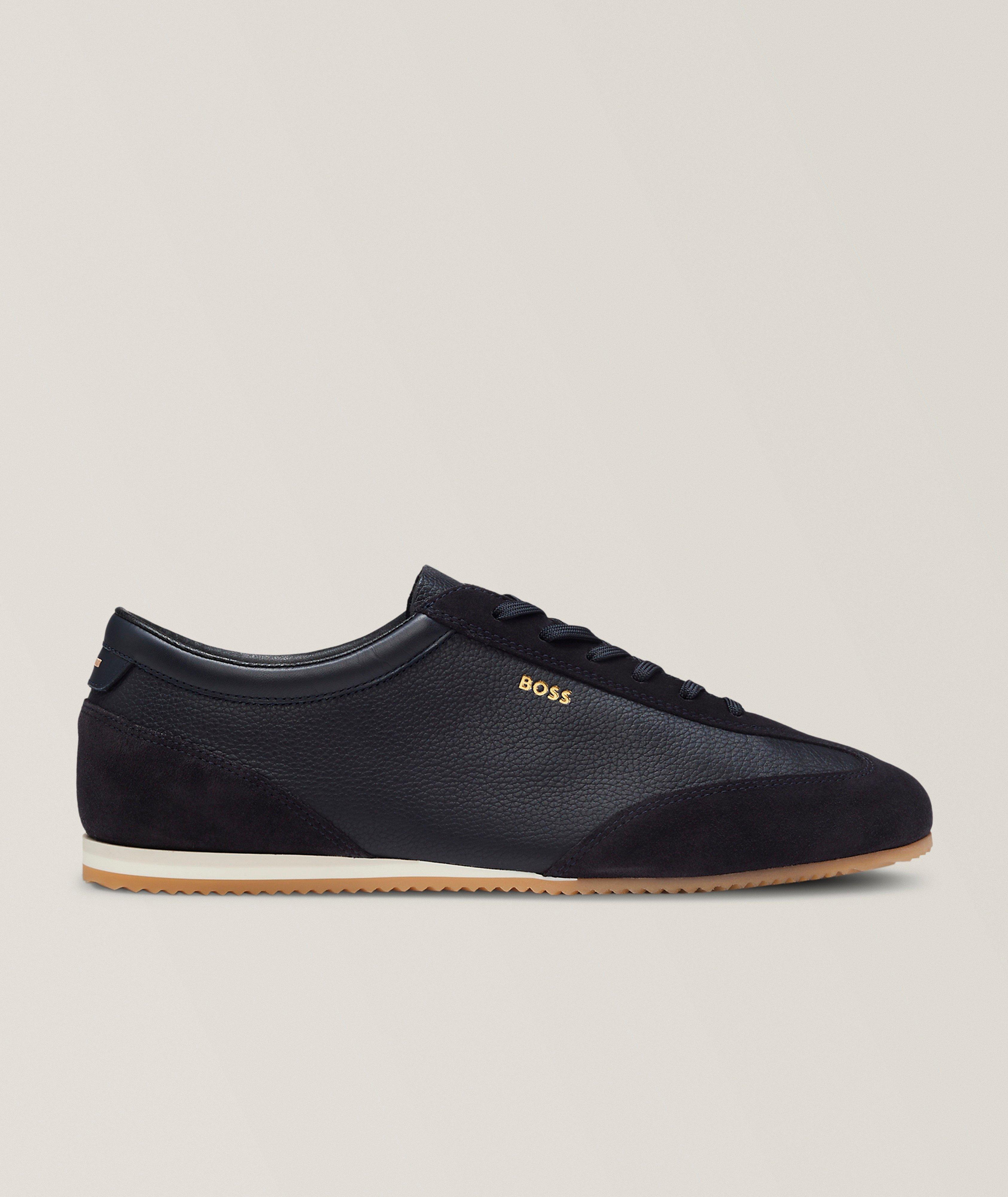 BOSS Chaussures sport en cuir & bordures-suède Lineor
