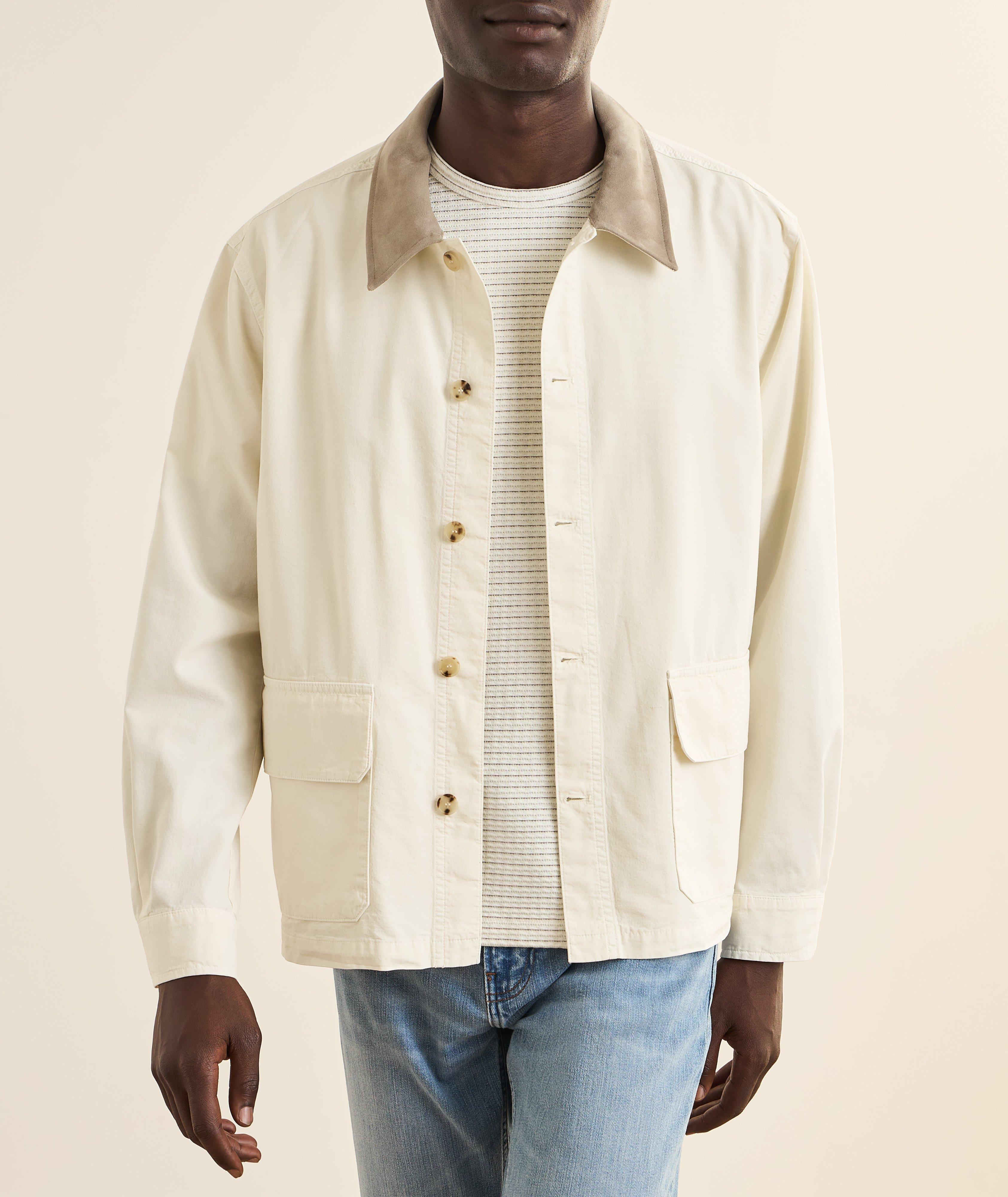 Suede-Collar Cotton Canvas Jacket image 1