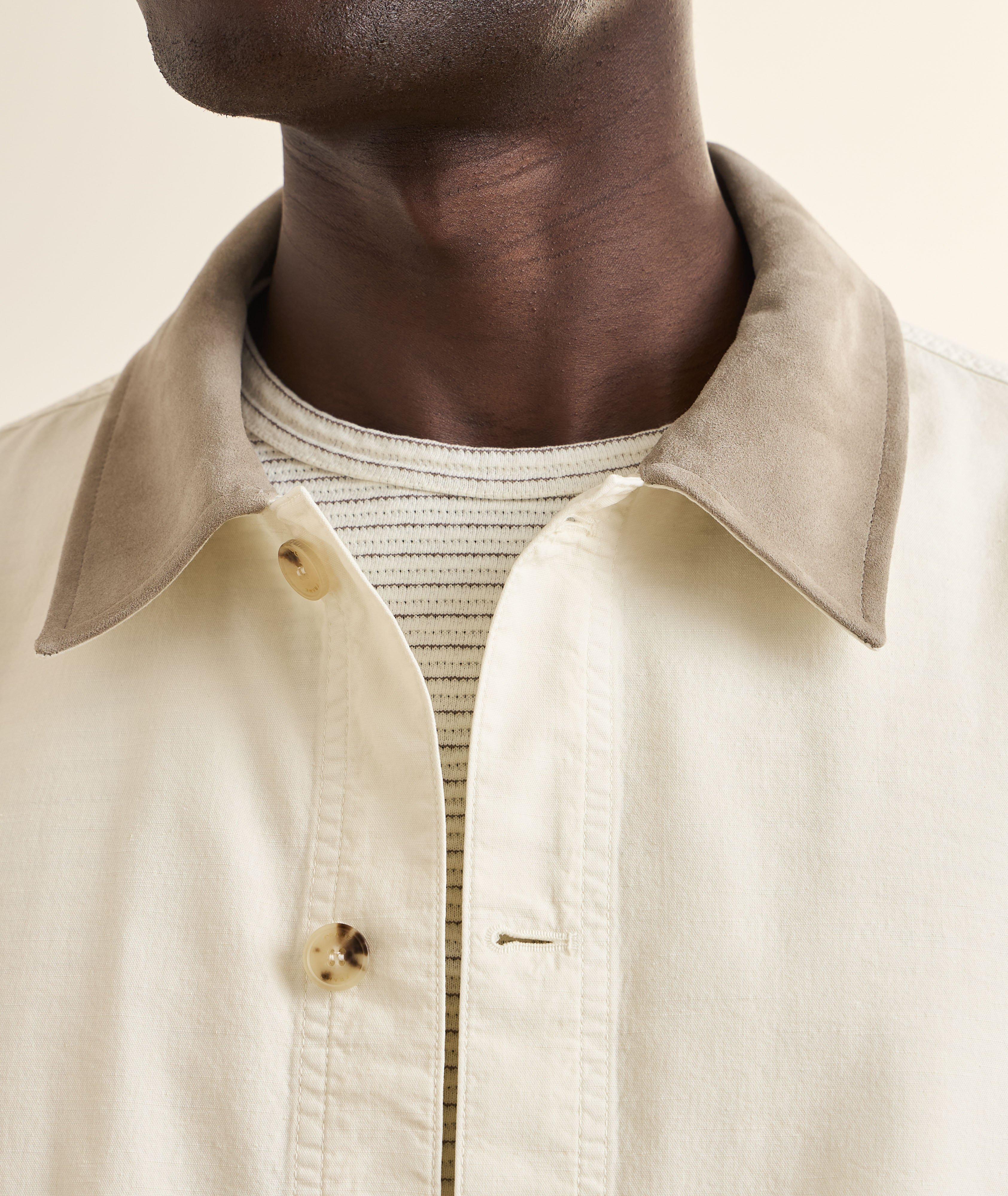 Suede-Collar Cotton Canvas Jacket image 3