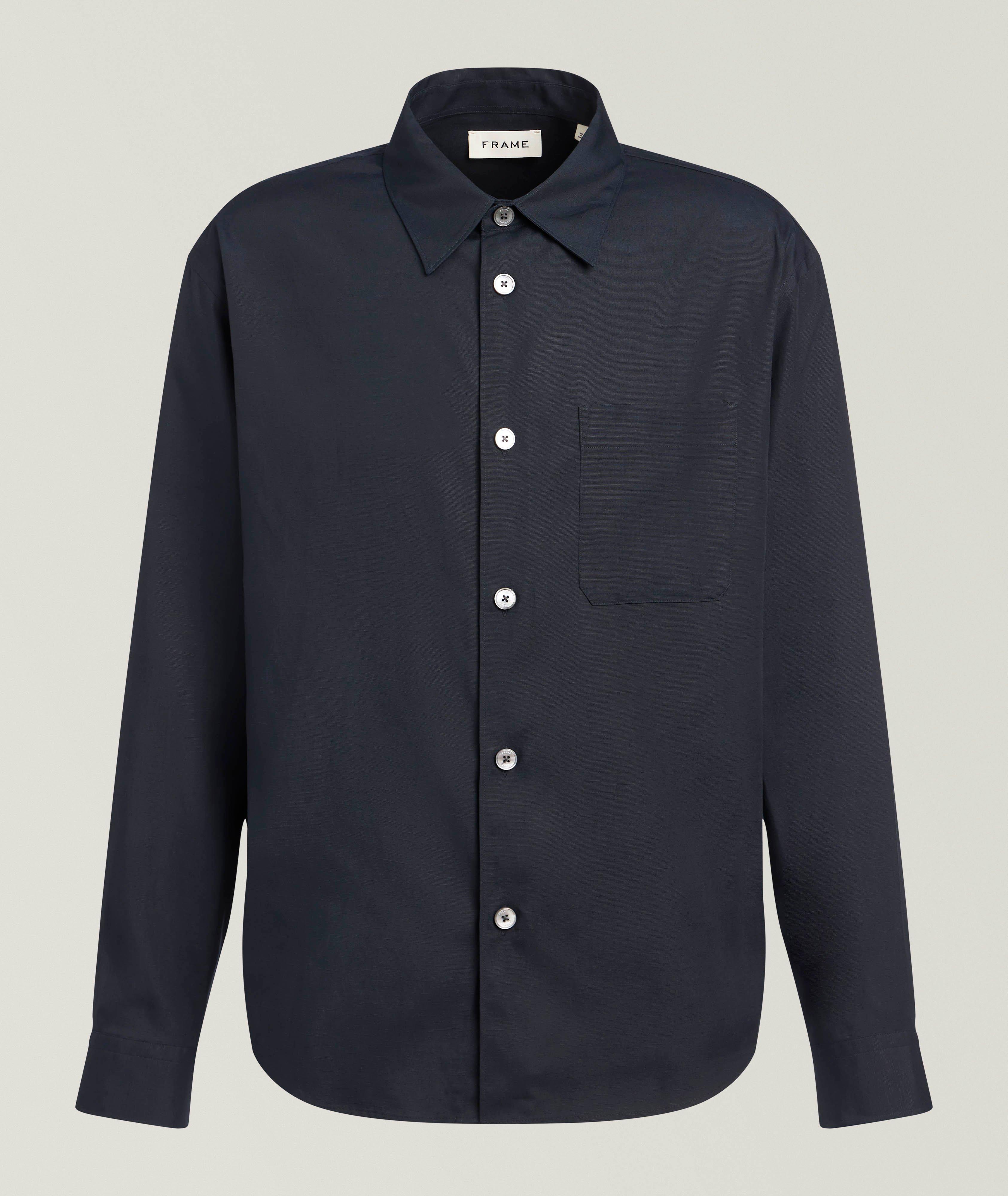 Frame Linen-Blend Pocket Shirt