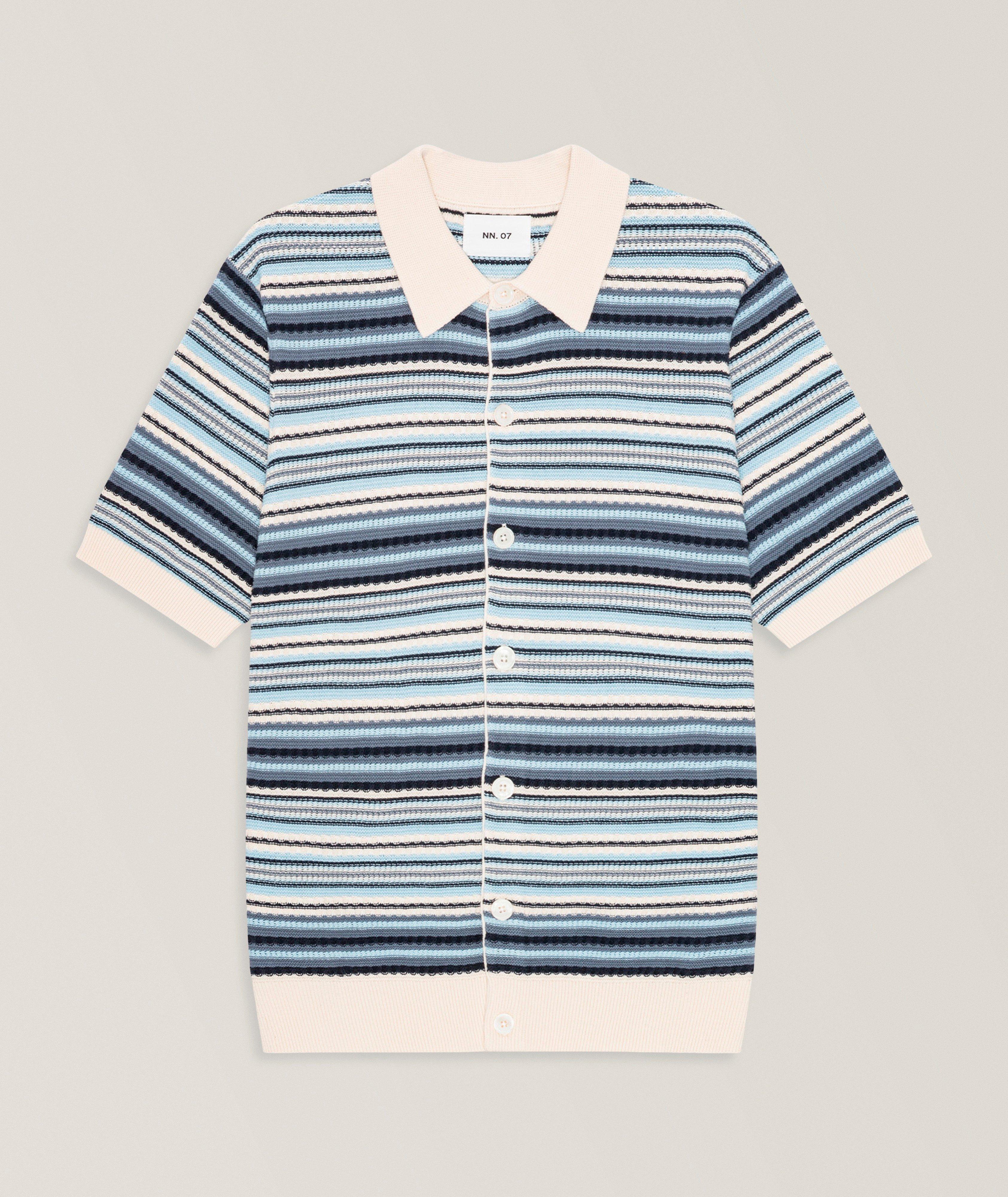 NN07 Nolan Textured Organic Cotton Polo Cardigan | T-Shirts