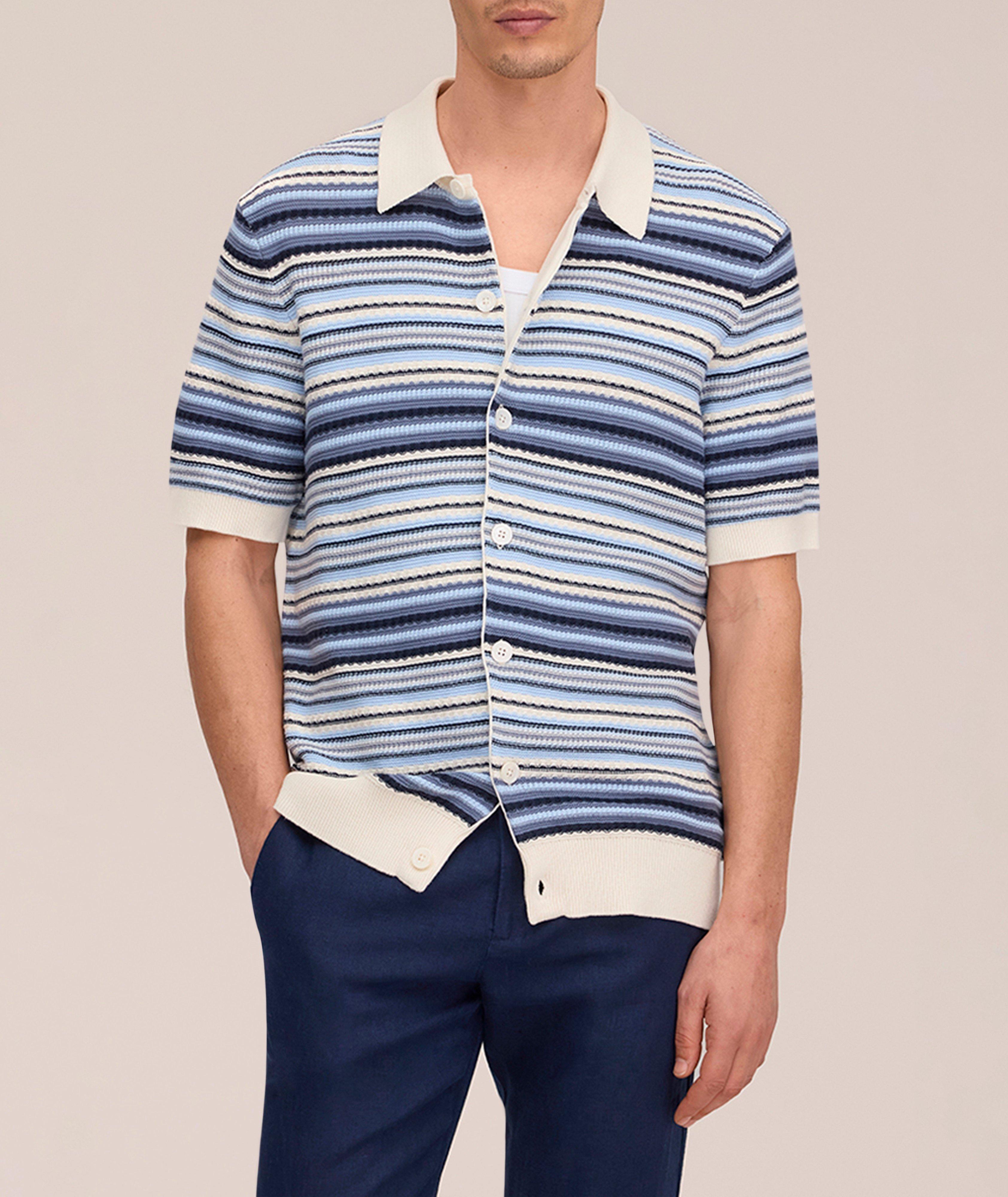 NN07 Nolan Textured Organic Cotton Polo Cardigan | T-Shirts