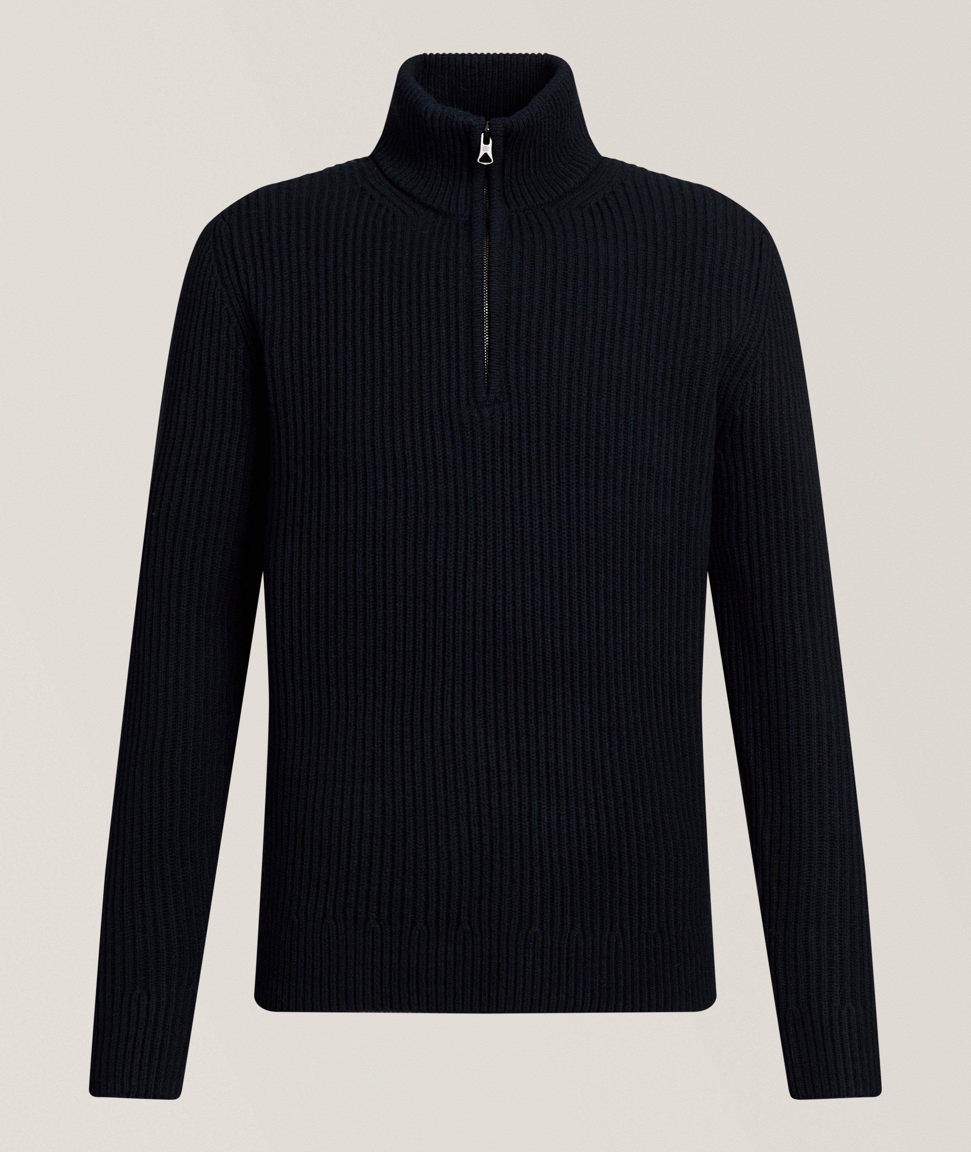 Reigning Champ Kenny Wool Ribbed Quarter-Zip Sweater