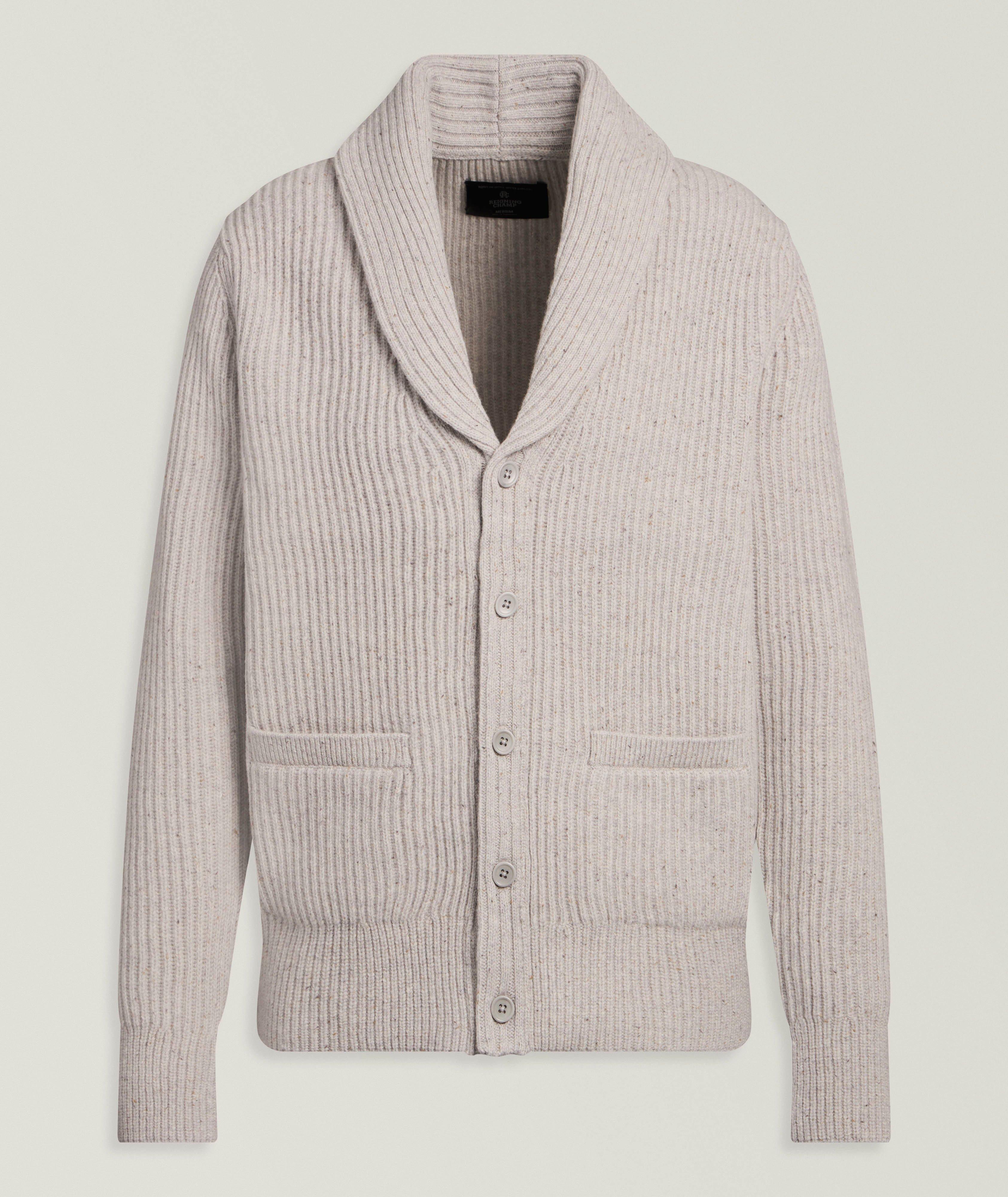 Reigning Champ Kenny Merino Wool Ribbed Shawl Cardigan