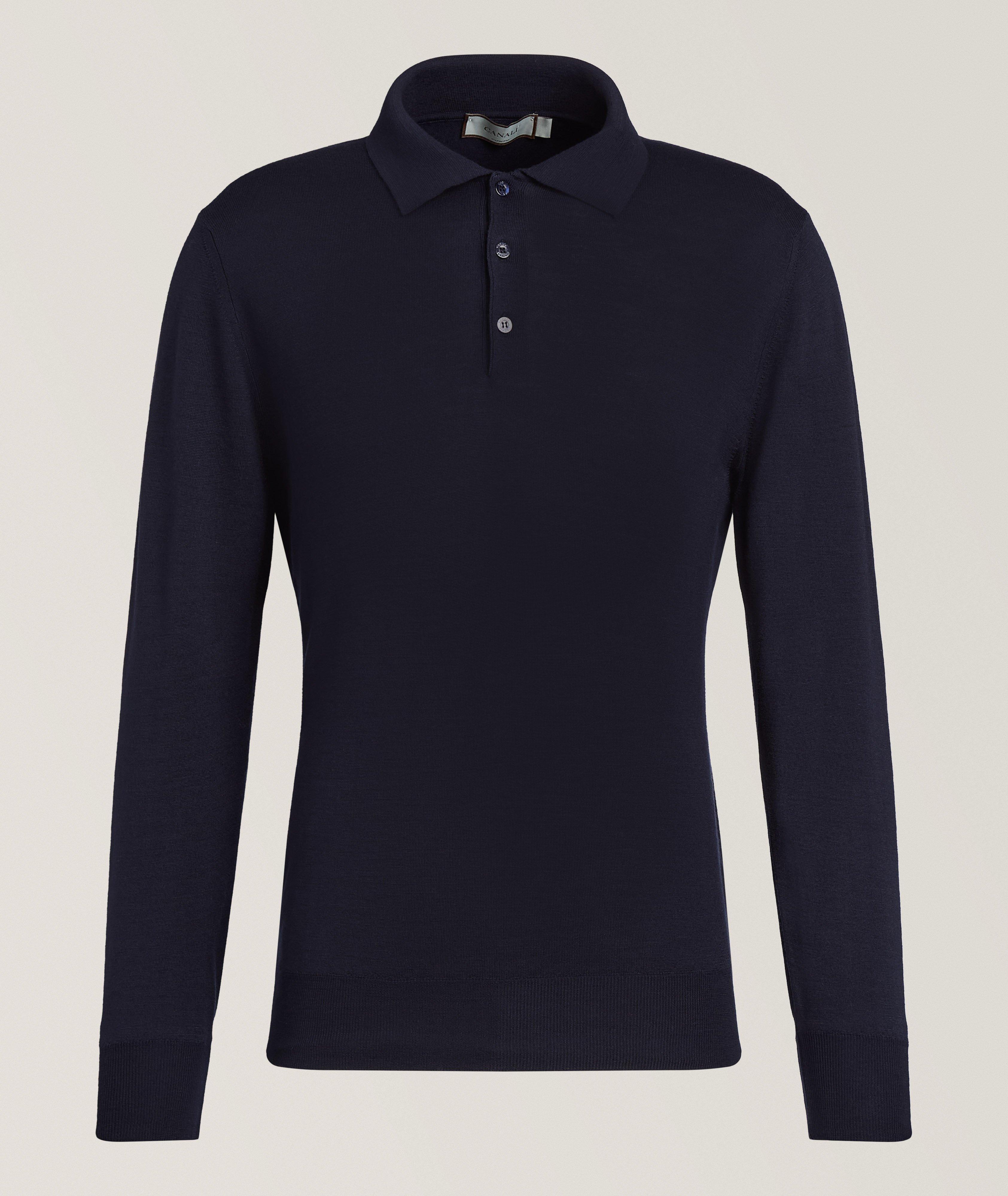 Canali Merino Wool Long-Sleeve Polo