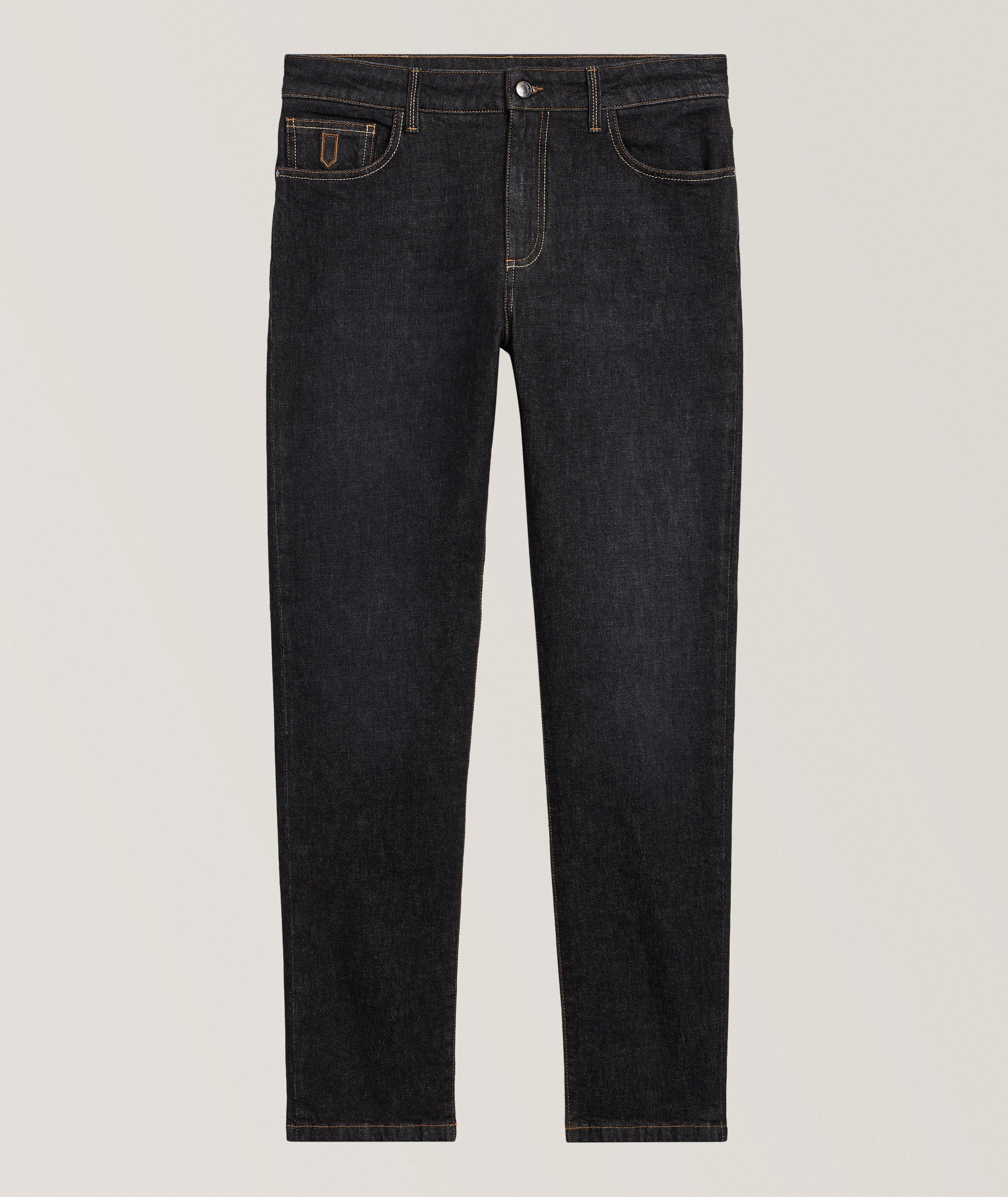 Canali Slim-Fit Contrast Stitch Jeans