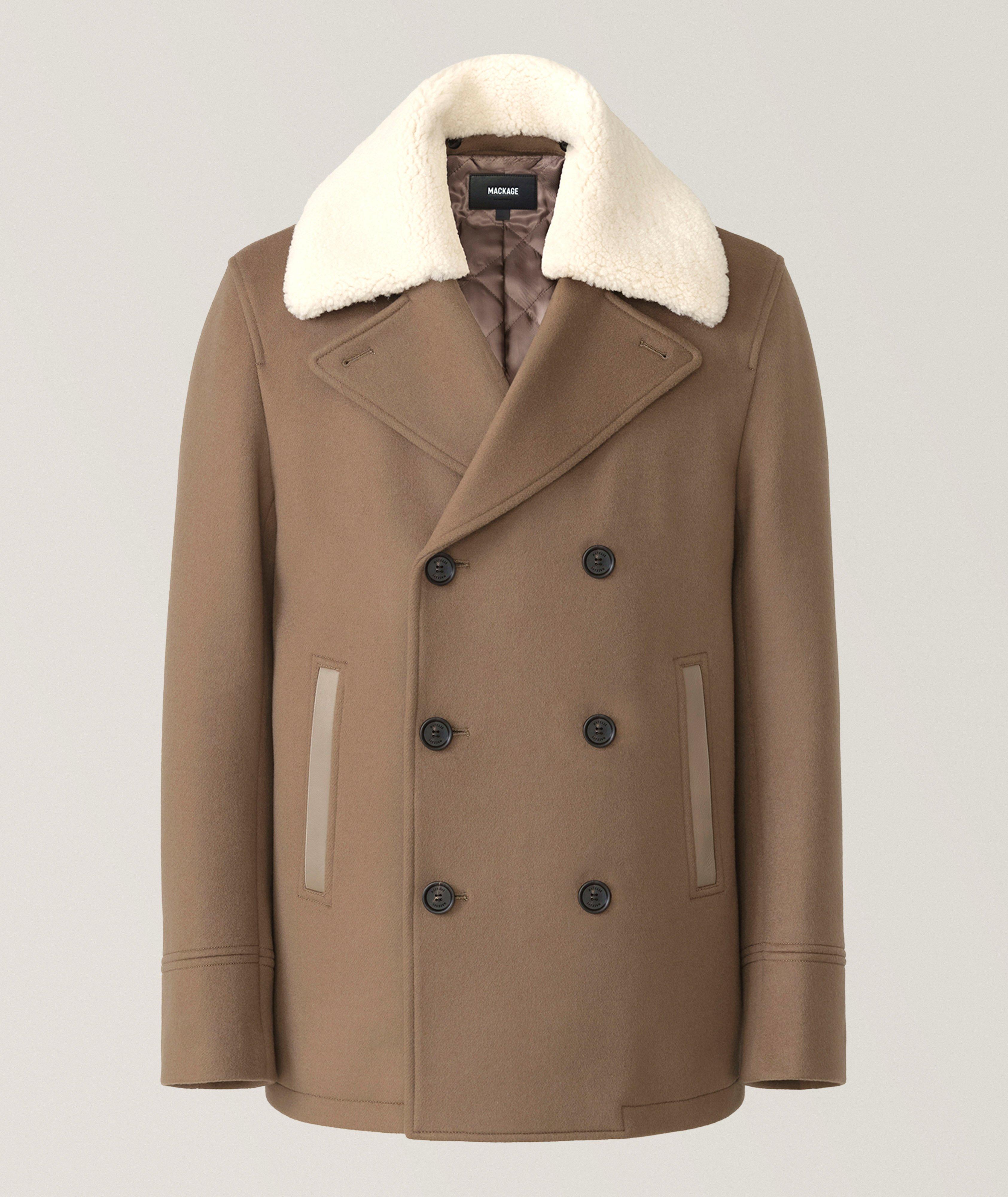 Mackage Cole Wool Shearling-Collar Peacoat