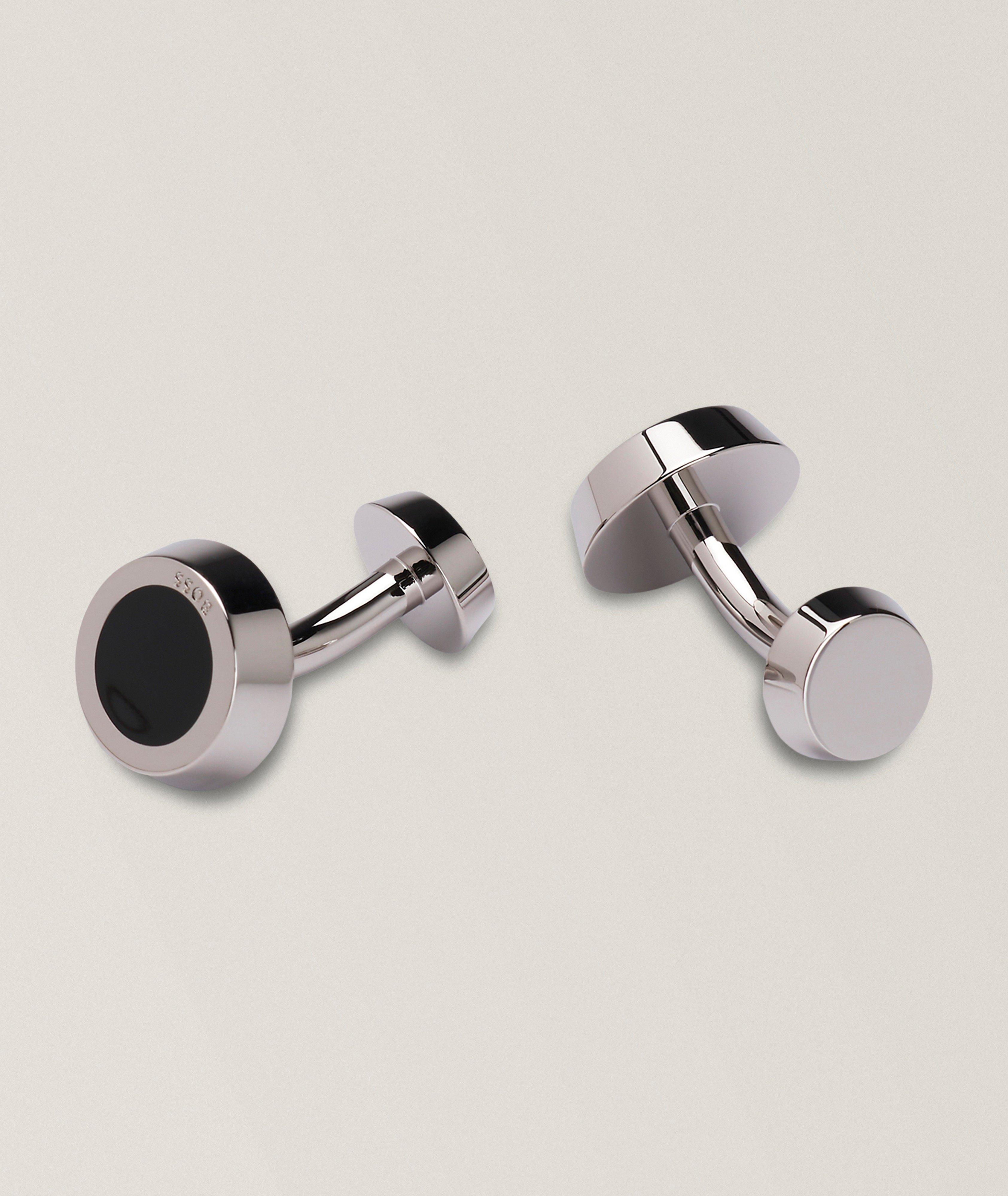 BOSS Enamel Insert Round Cufflinks 