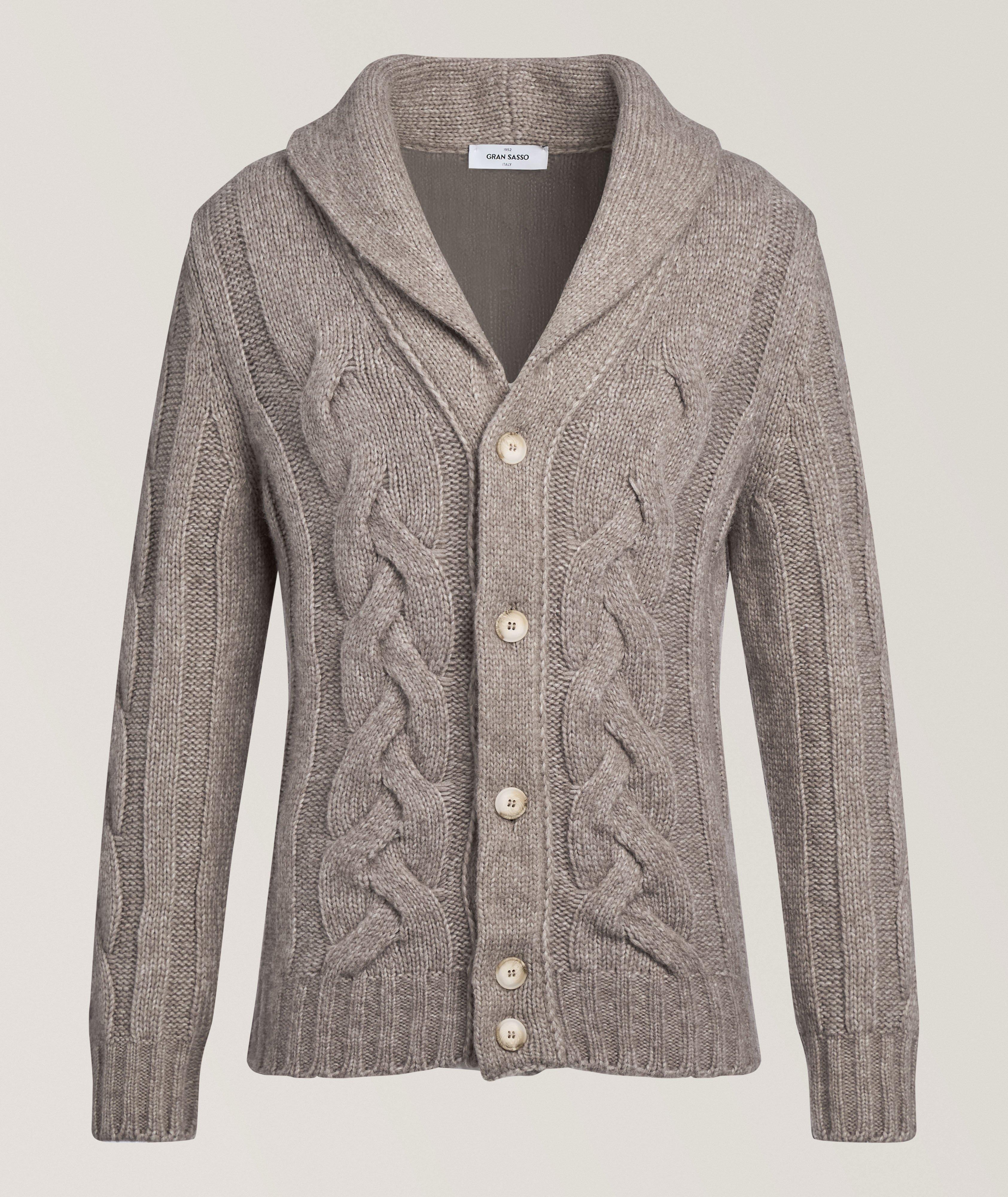 Gran Sasso Cardigan châle laine-mélange tricot torsadé