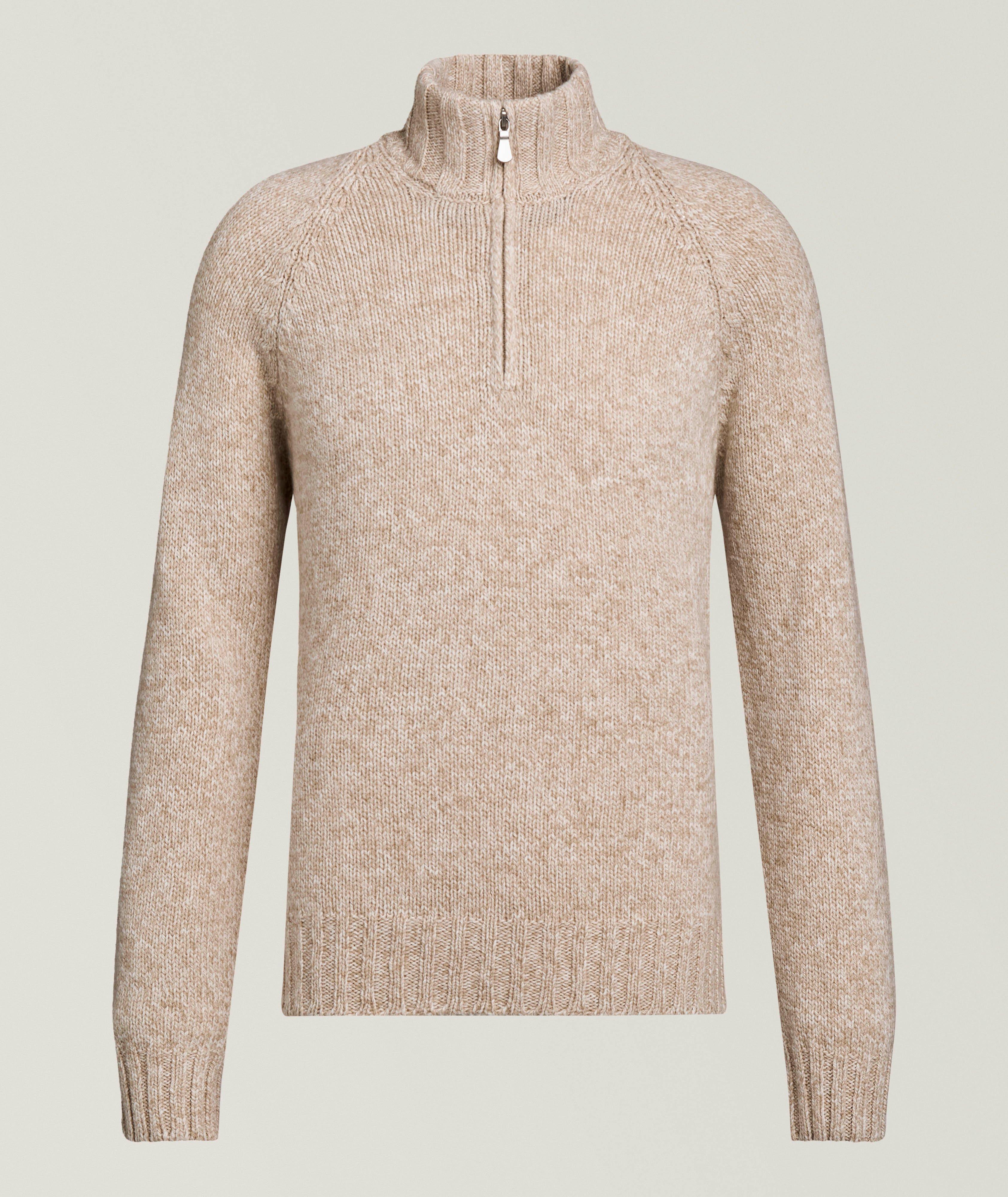 Gran Sasso GS OAT PIC STITCH MOCK ZIP SWTR