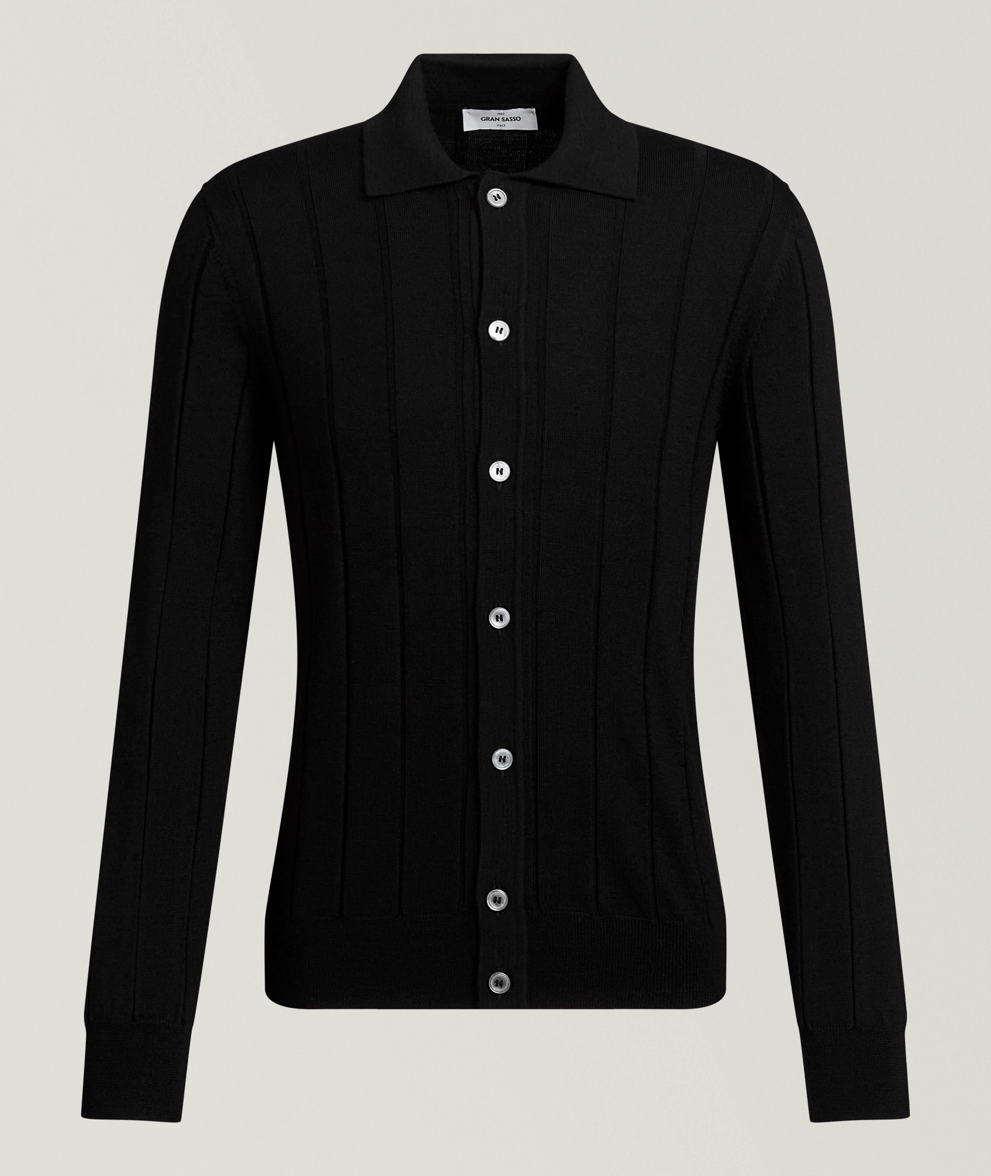 Gran Sasso Wool Rib-Knit Buttoned Cardigan 