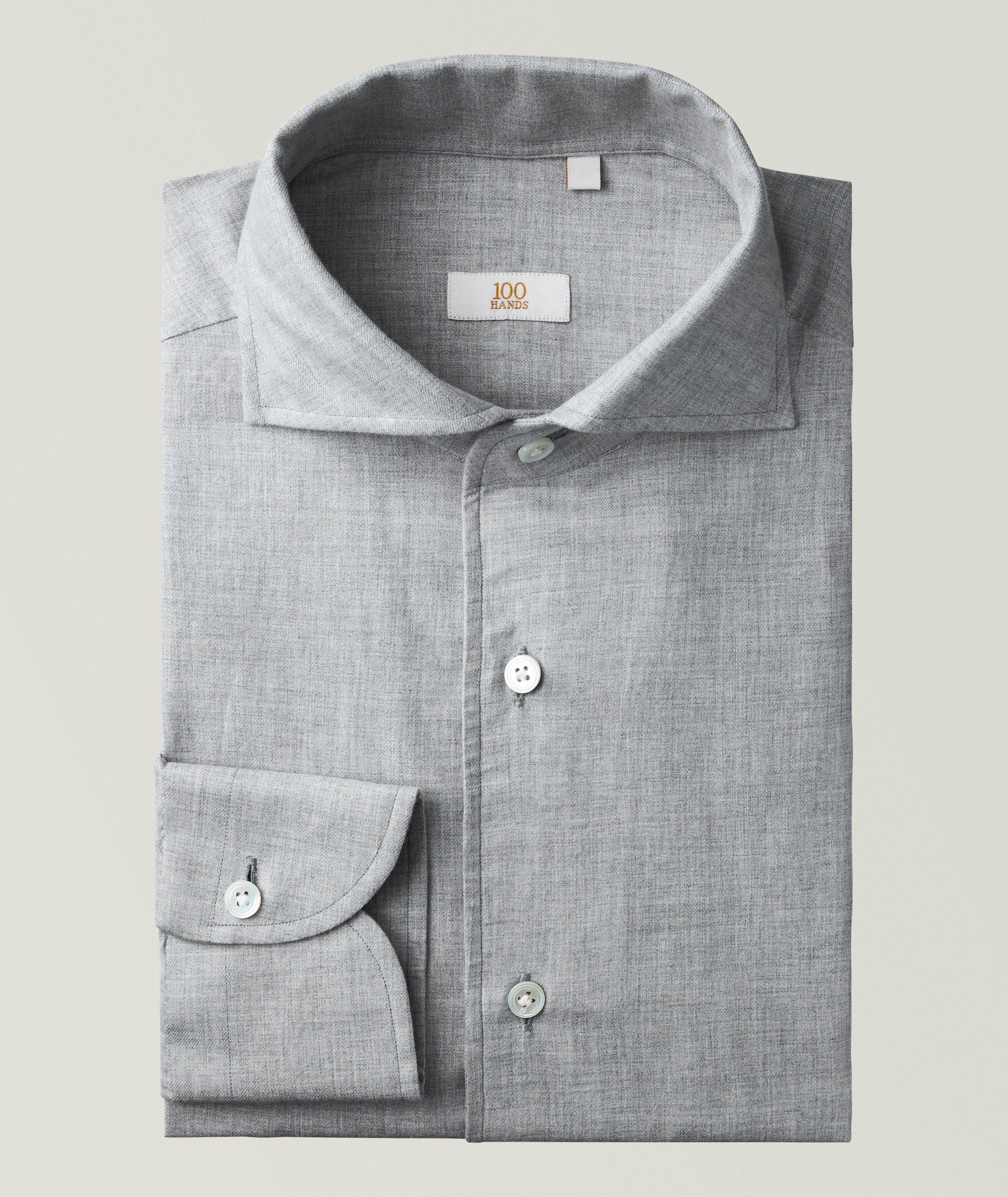100 Hands Cashmere-Cotton Flannel Dress Shirt 