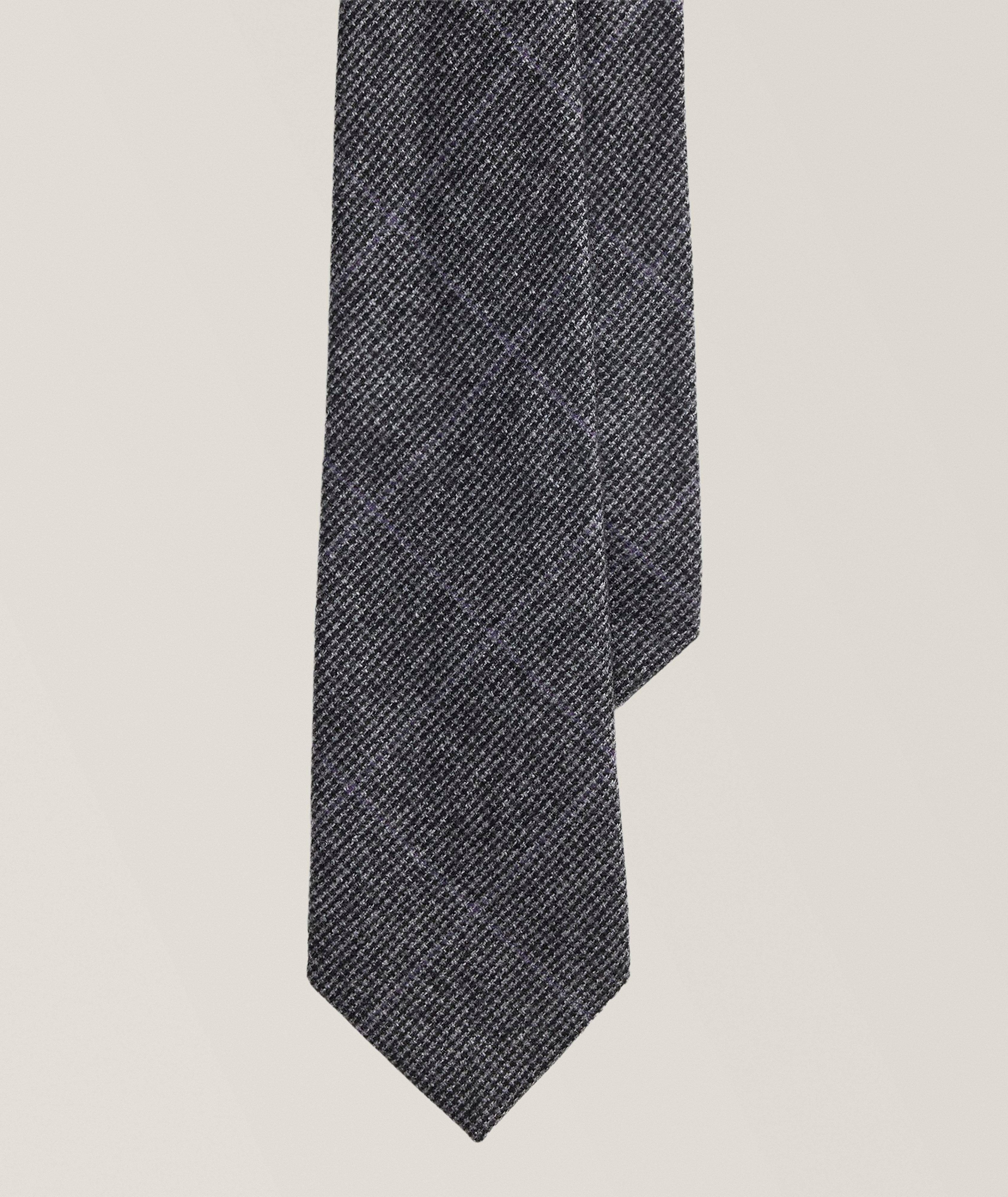 Ralph Lauren Purple Label Checked Wool-Cashmere Tie