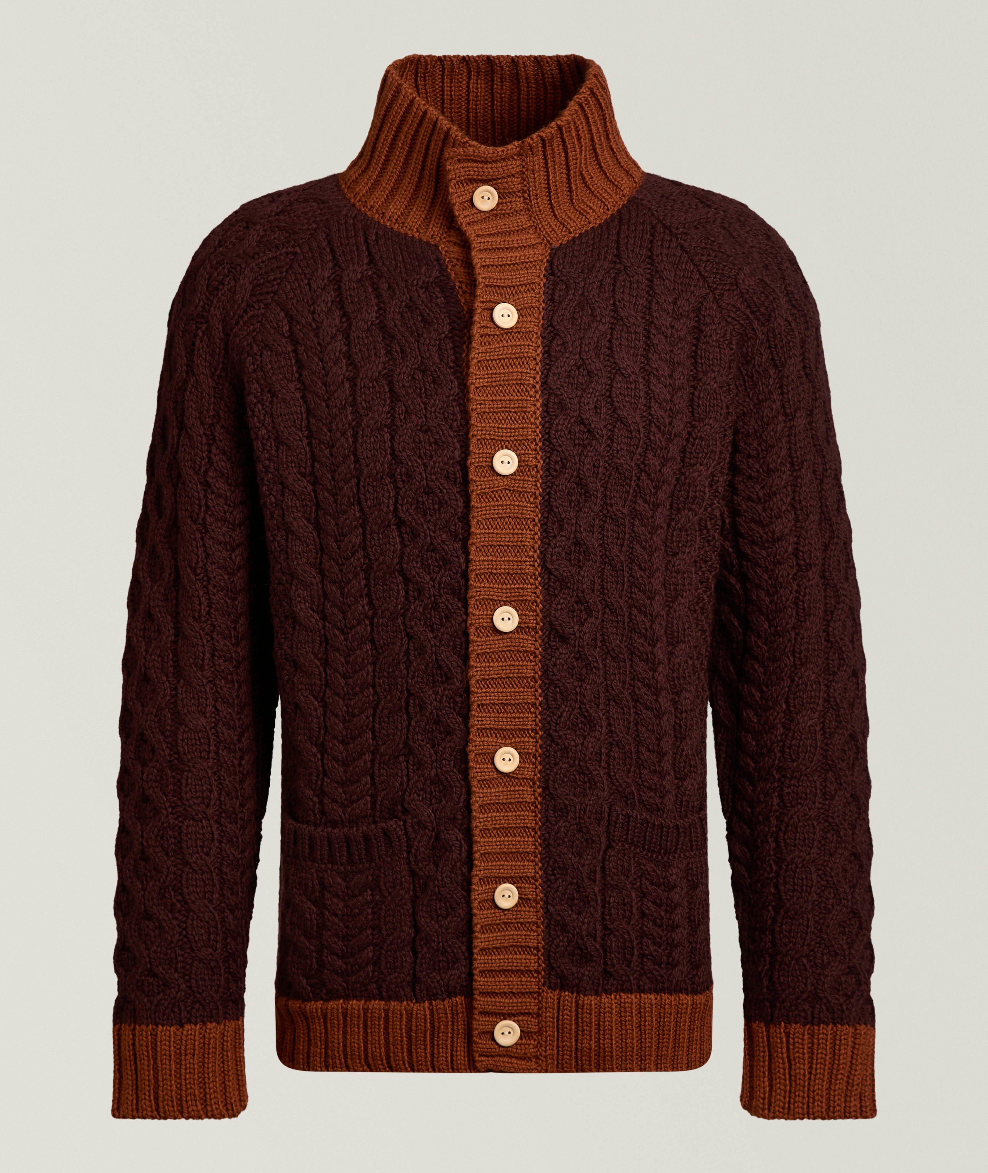 Outclass Cable Knit Mock Neck Cardigan 