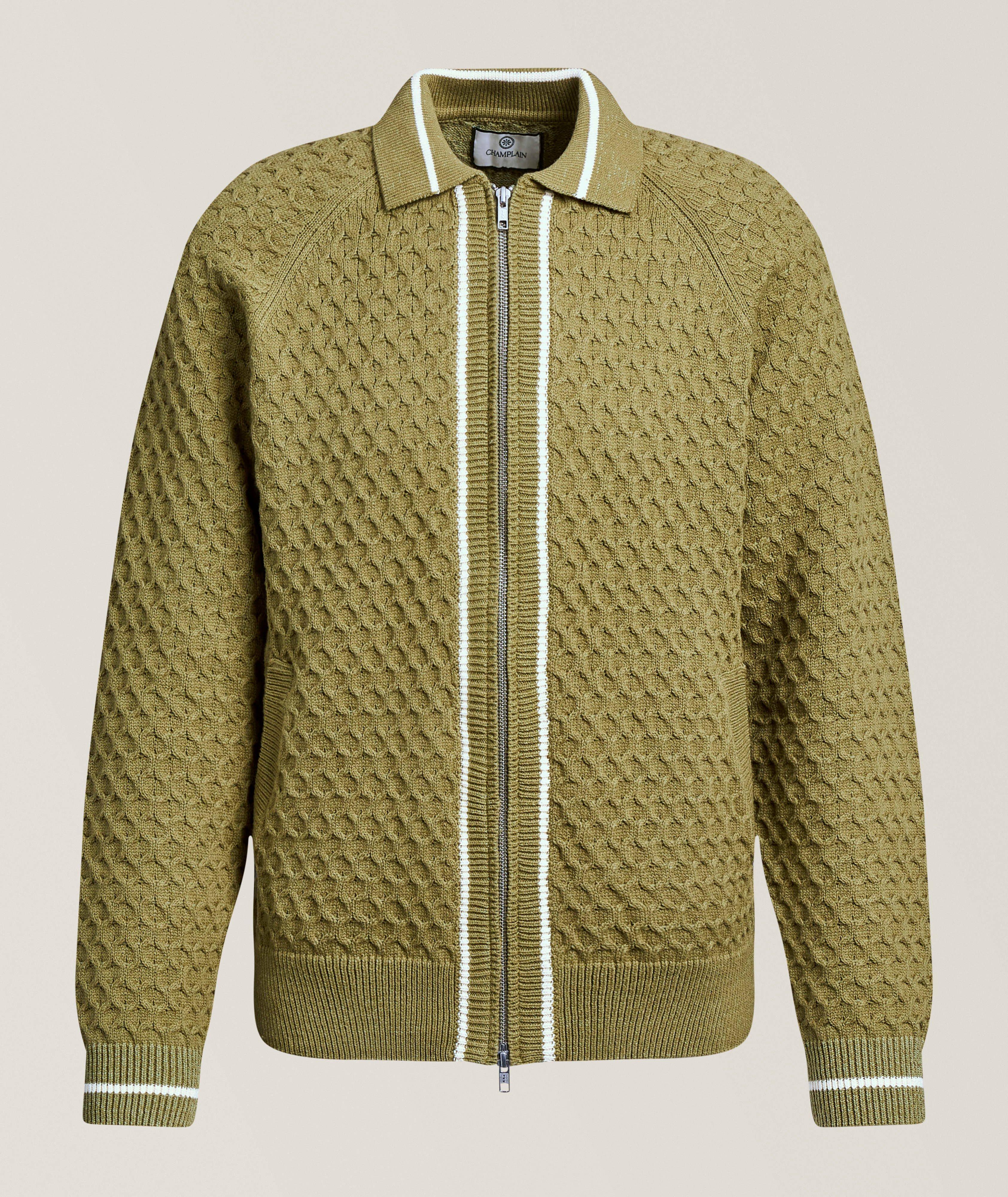 Champlain Douglas Full-Zip Textured Raglan Sweater