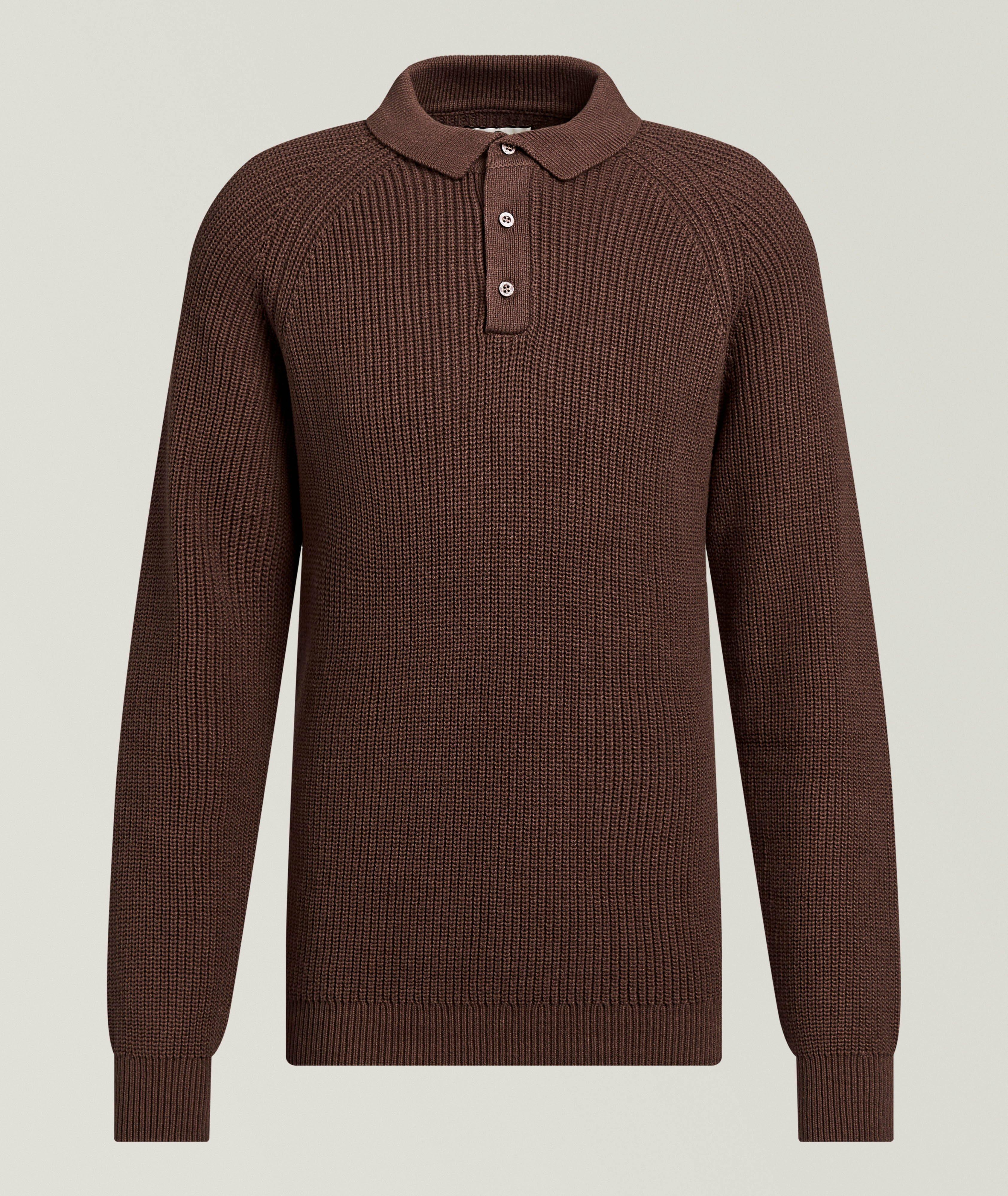 Champlain Ribbed Cotton-Blend Fisherman Polo Sweater