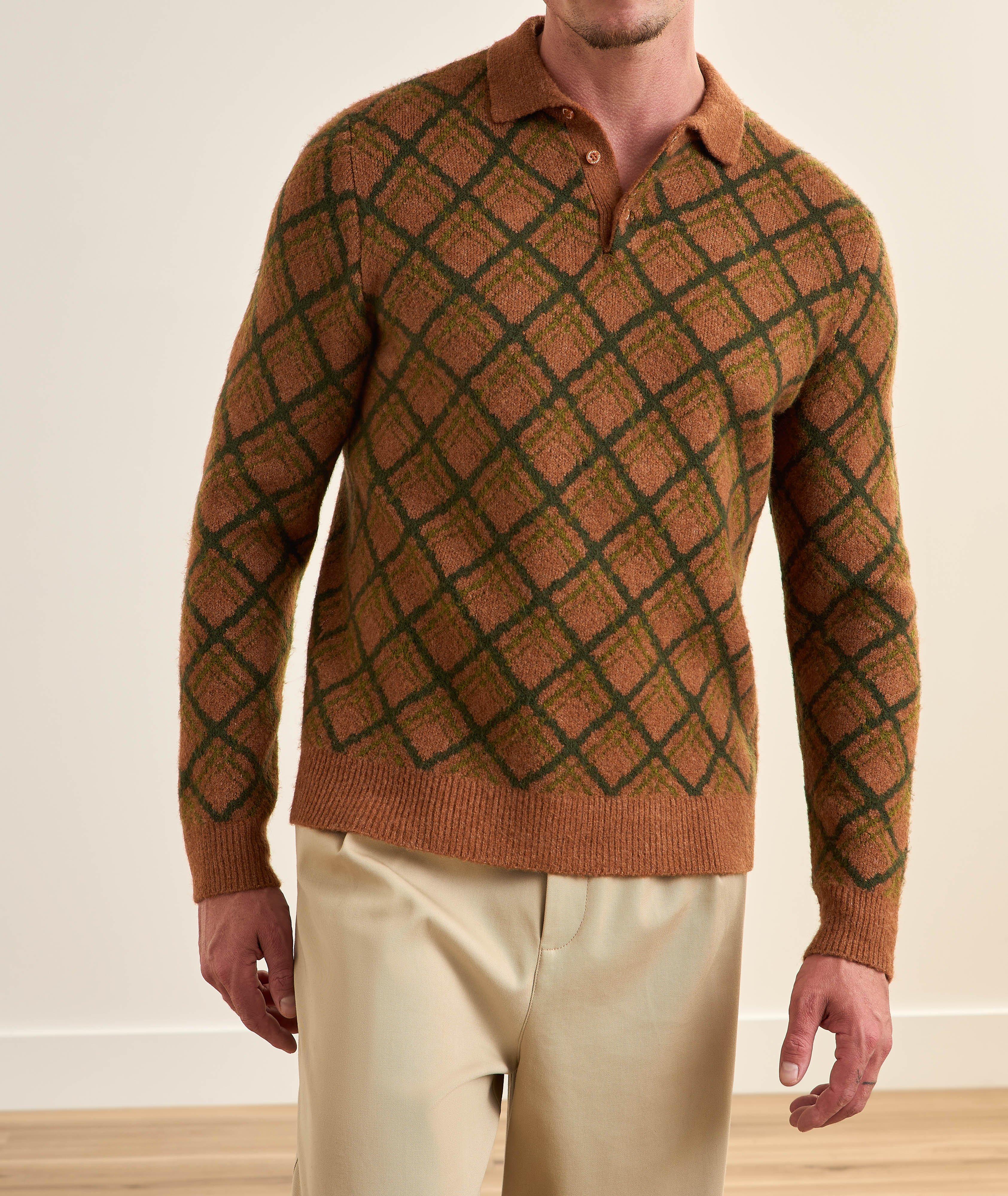 Argyle Mohair-Blend Polo Sweater image 1