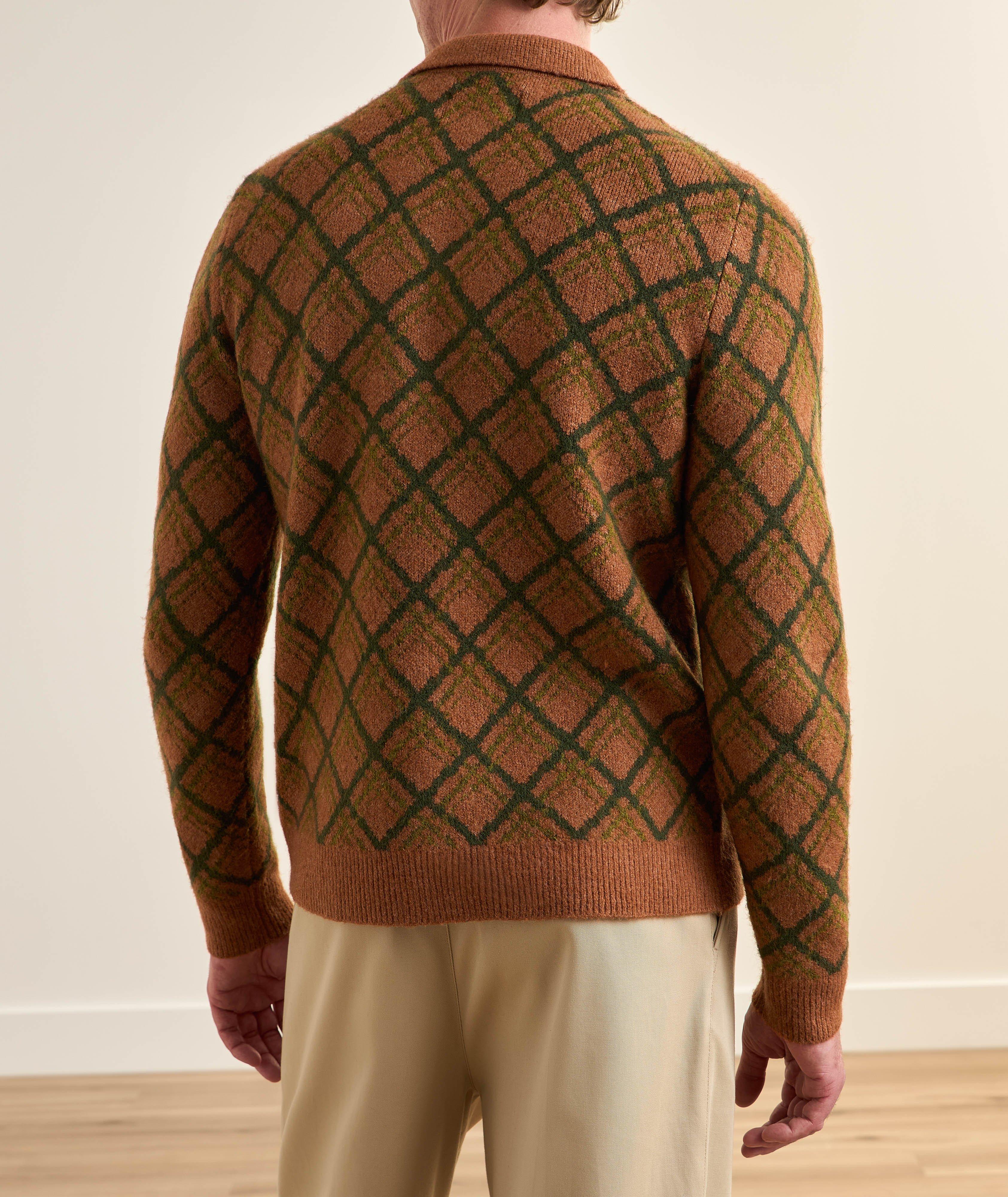 Argyle Mohair-Blend Polo Sweater image 2