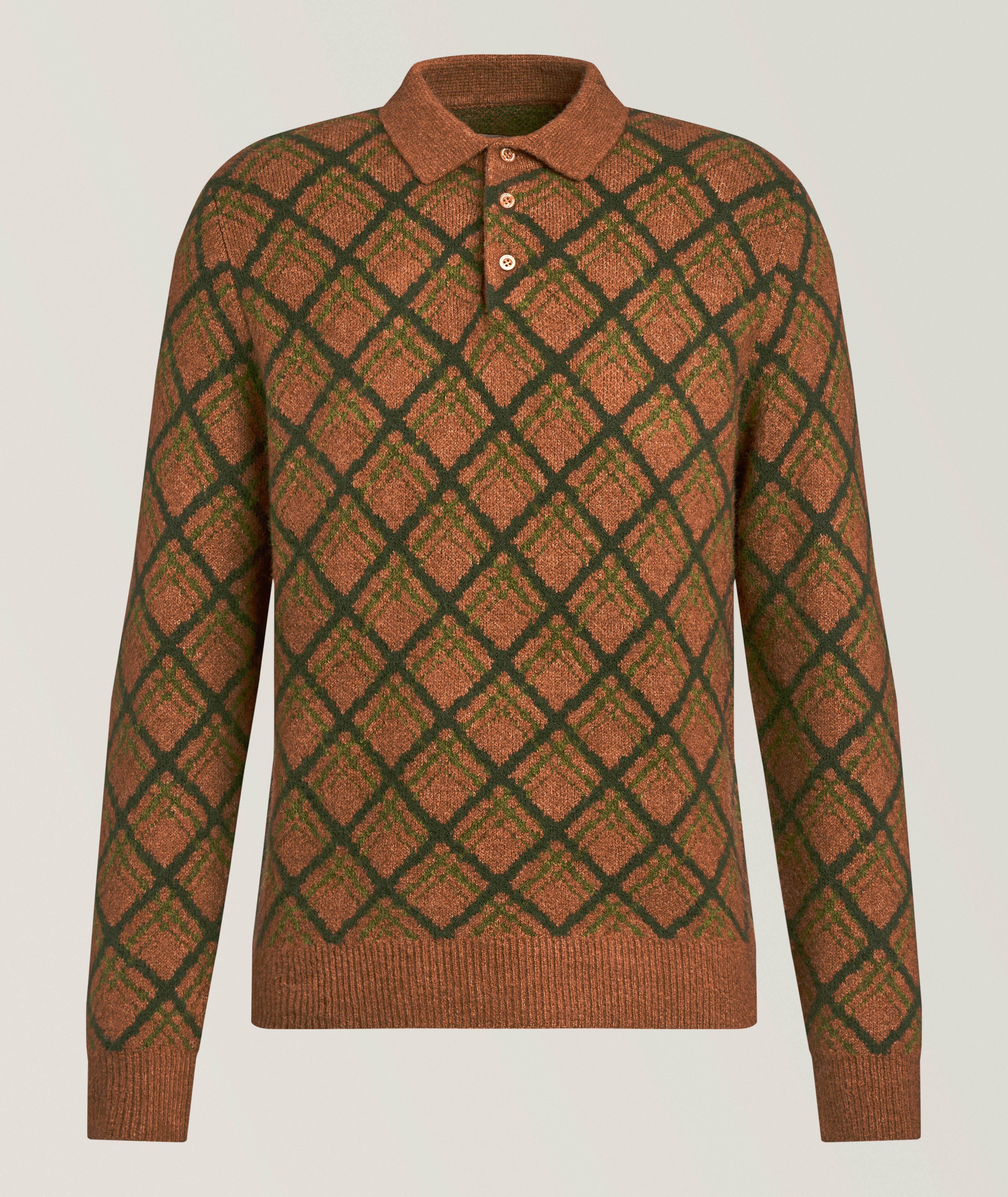 Argyle Mohair-Blend Polo Sweater image 0