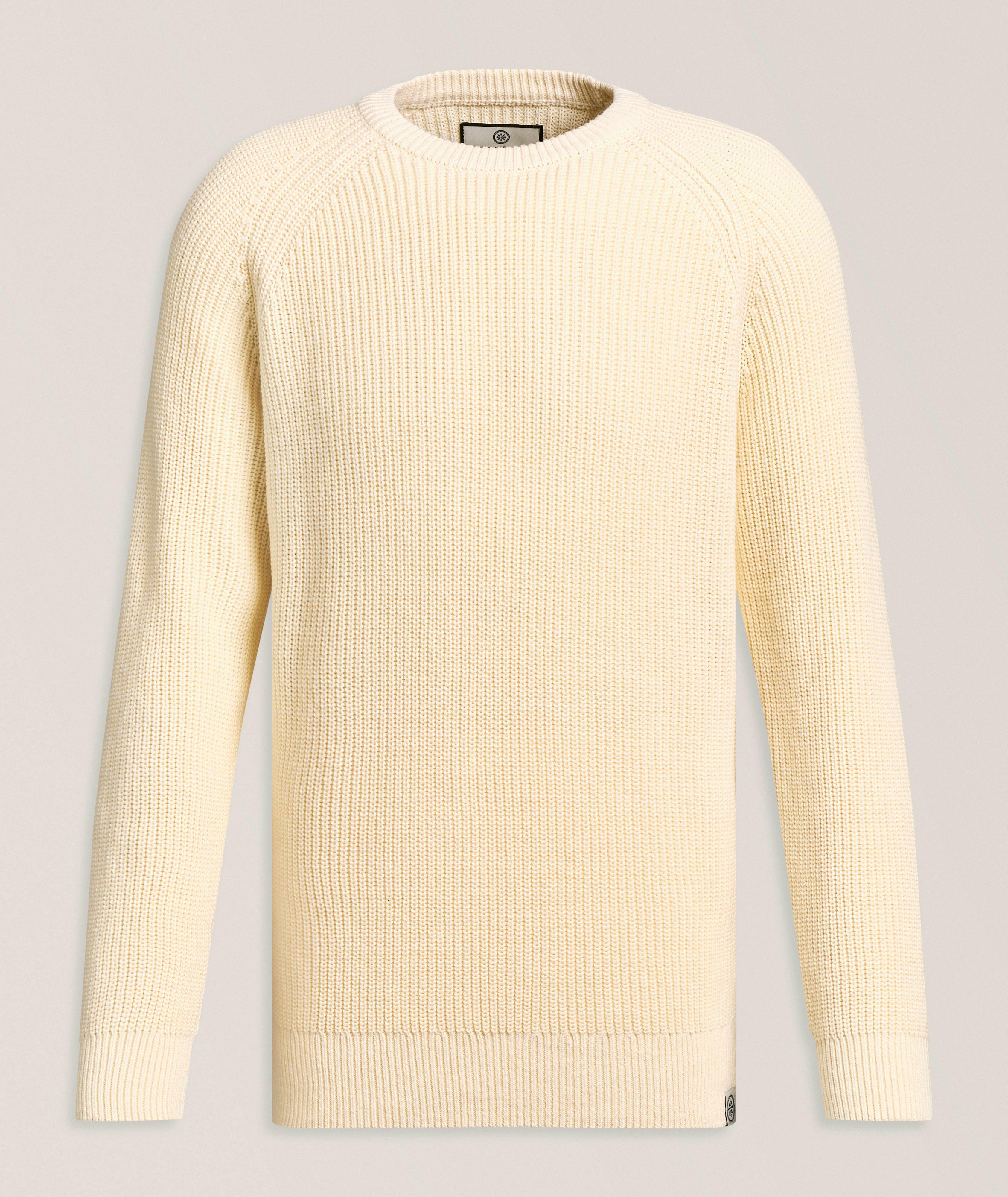 Ribbed Cotton-Blend Fisherman Sweater image 0