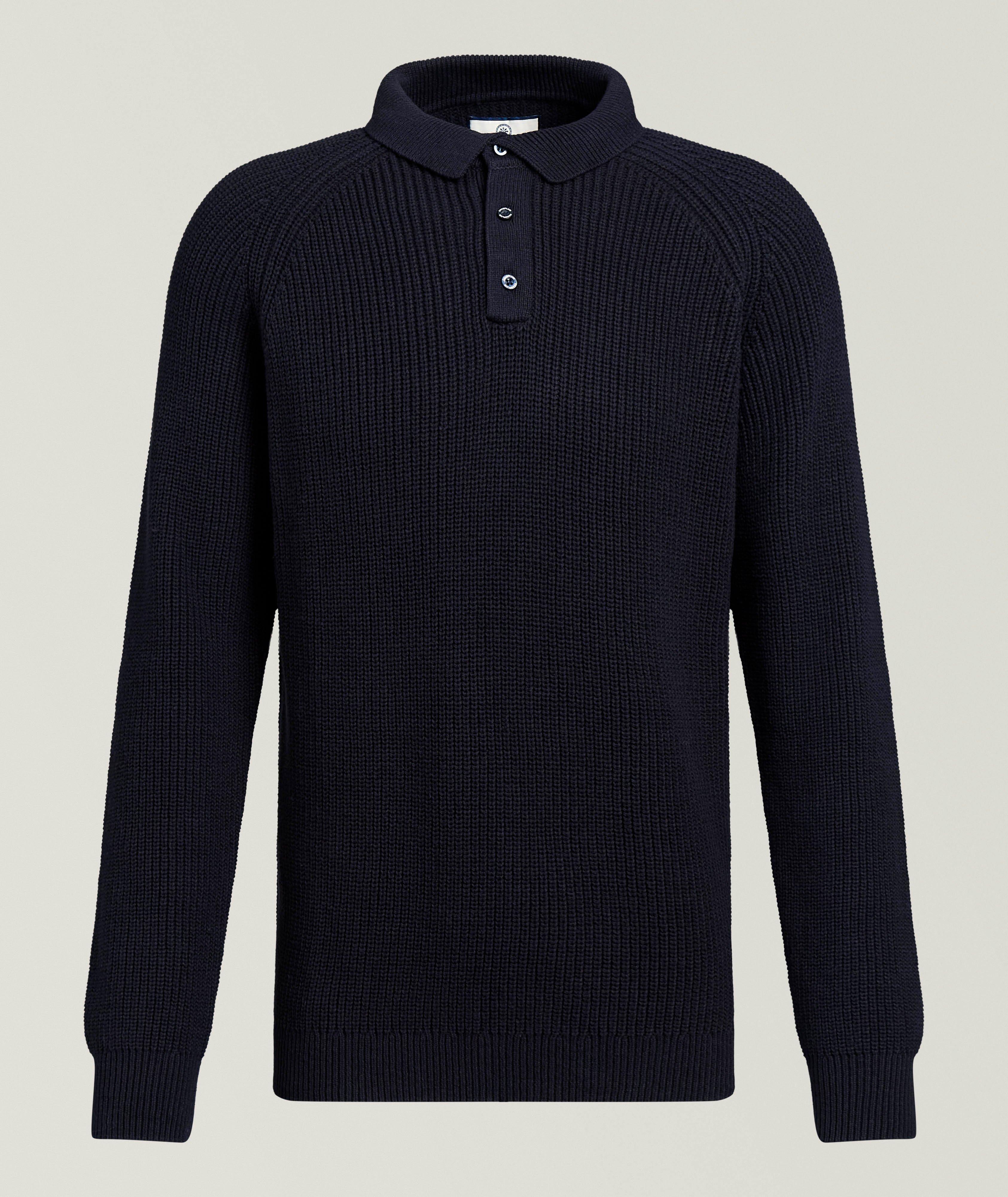 Champlain Ribbed Cotton-Blend Fisherman Polo Sweater