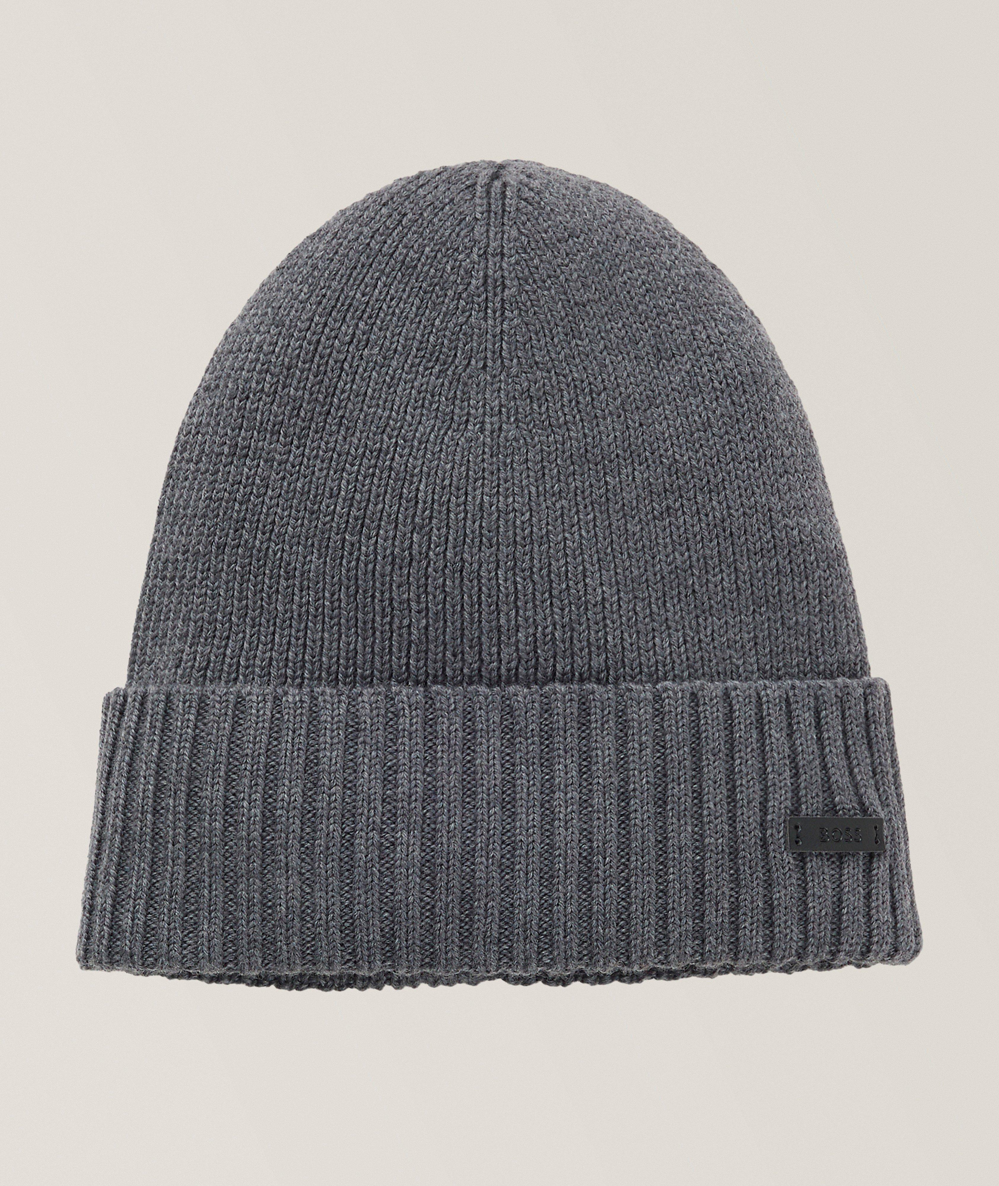 BOSS Rib-Knit Virgin Wool Beanie 